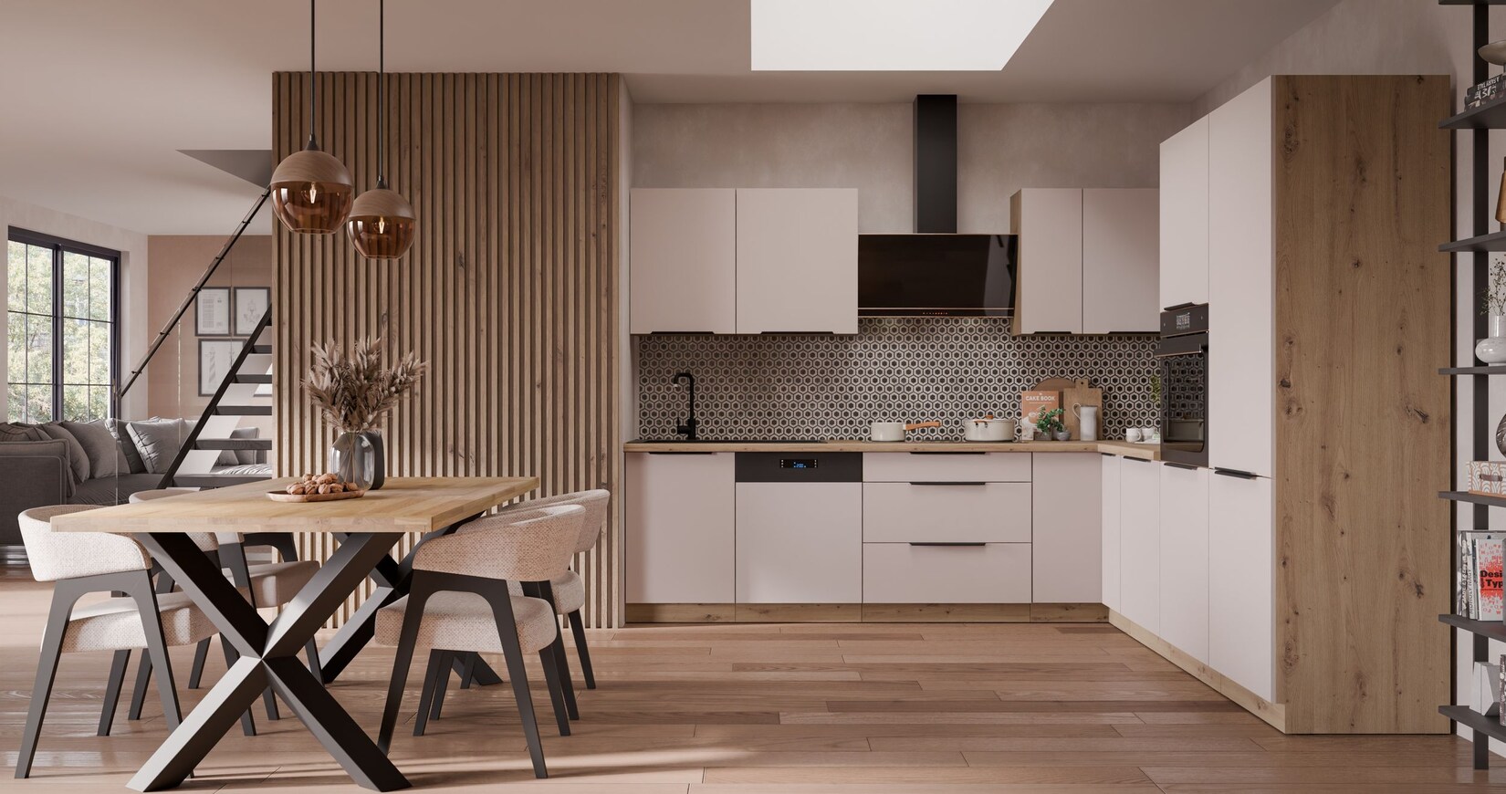 Winkelküche SOLANO 280×270 cm Küchenzeile Eckküche Küche Kaschmir Eiche Artisan | 04255832103122