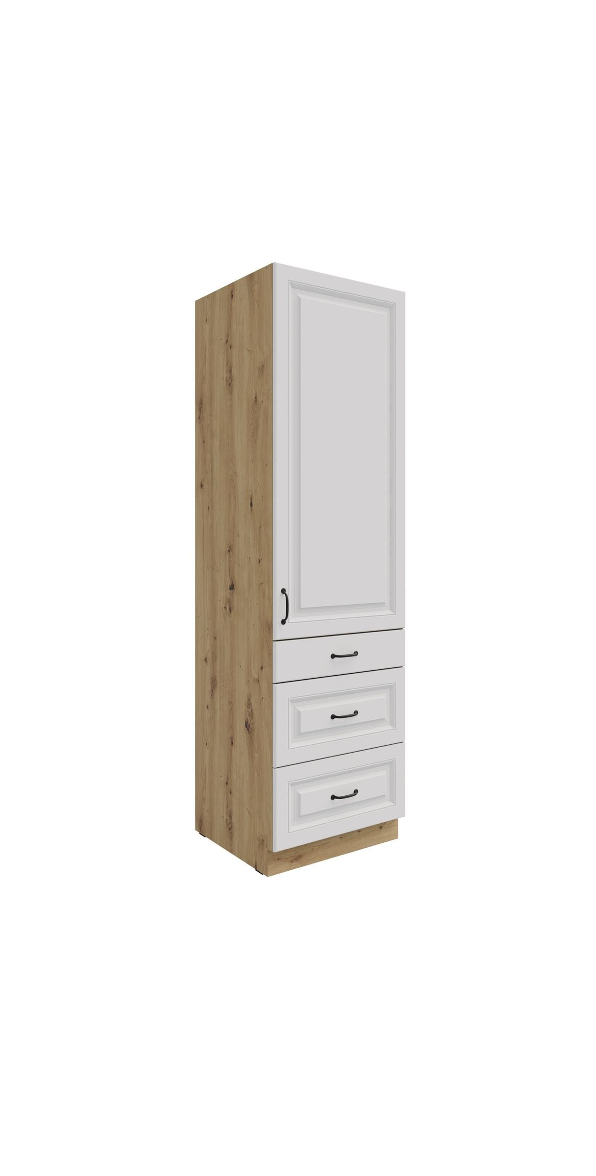 K&uuml;chen Hochschrank 60 cm Stilo Weiss K&uuml;chenzeile K&uuml;chenblock mit Schubladen - Bild 1