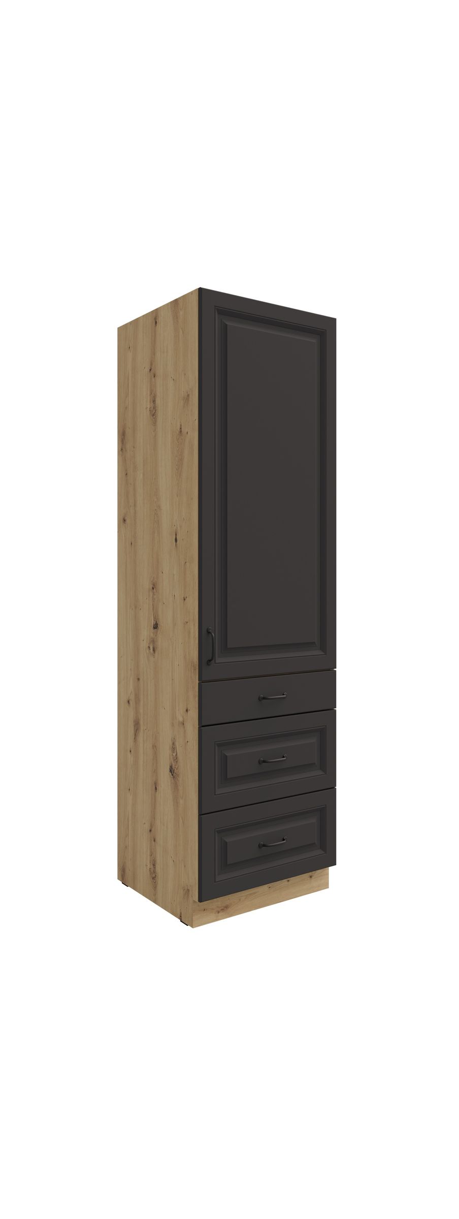 K&uuml;chen Hochschrank 60 cm Stilo Grau K&uuml;chenzeile K&uuml;chenblock mit Schubladen - Bild 1