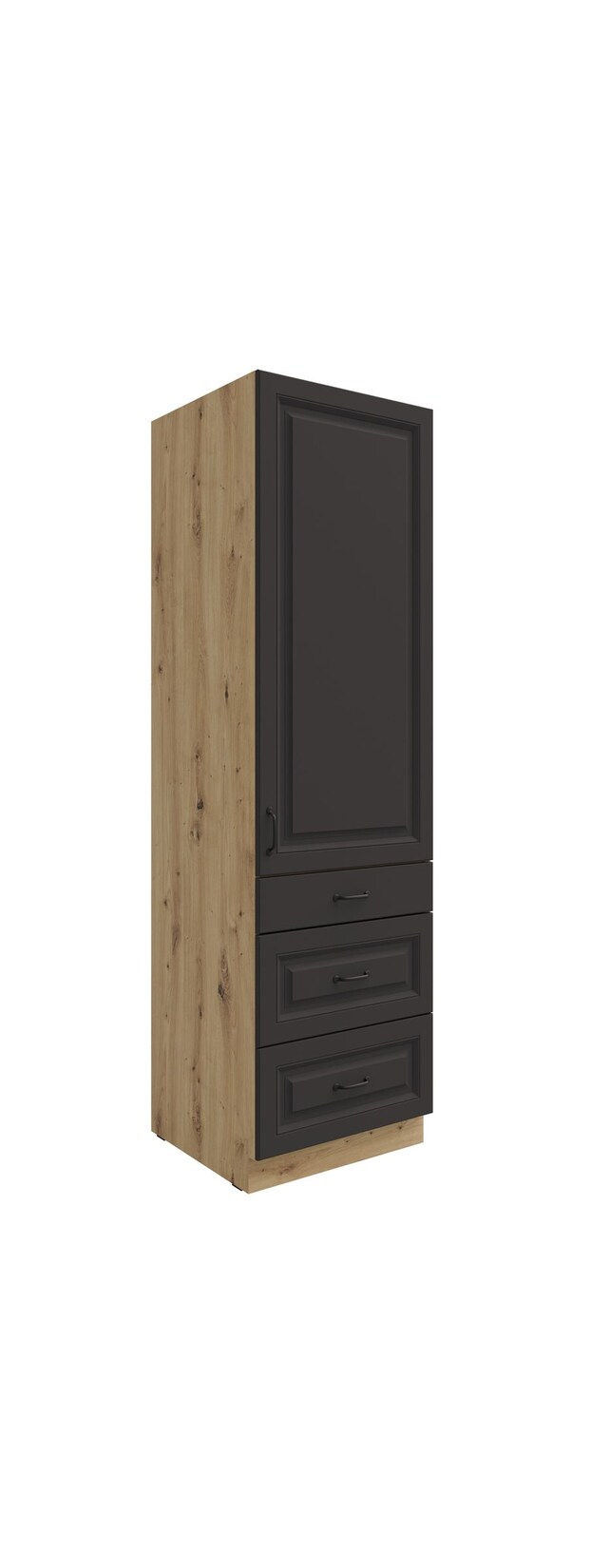 Küchen Hochschrank 60 cm Stilo Grau Küchenzeile Küchenblock mit Schubladen