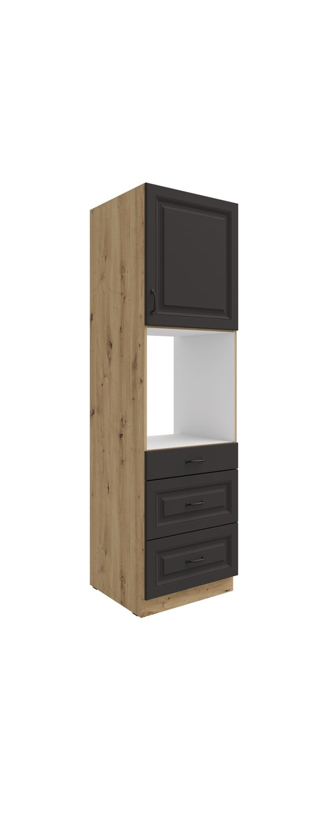 Küchen Backofen Hochschrank 60 Stilo Grau Küchenzeile Küchenblock + Schubladen
