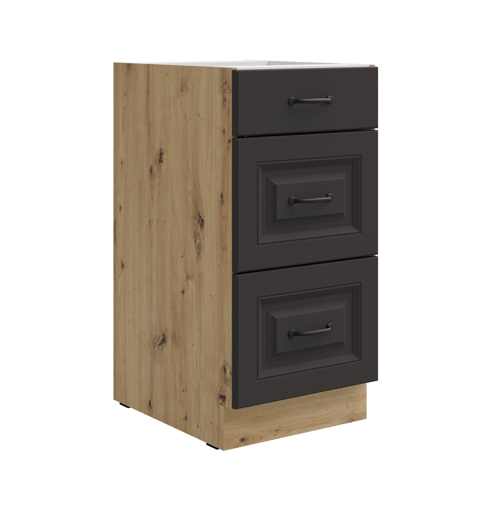 Küchen Unterschrank 40 cm Stilo Grau Vollauszug Soft-Close Küche Einbauküche