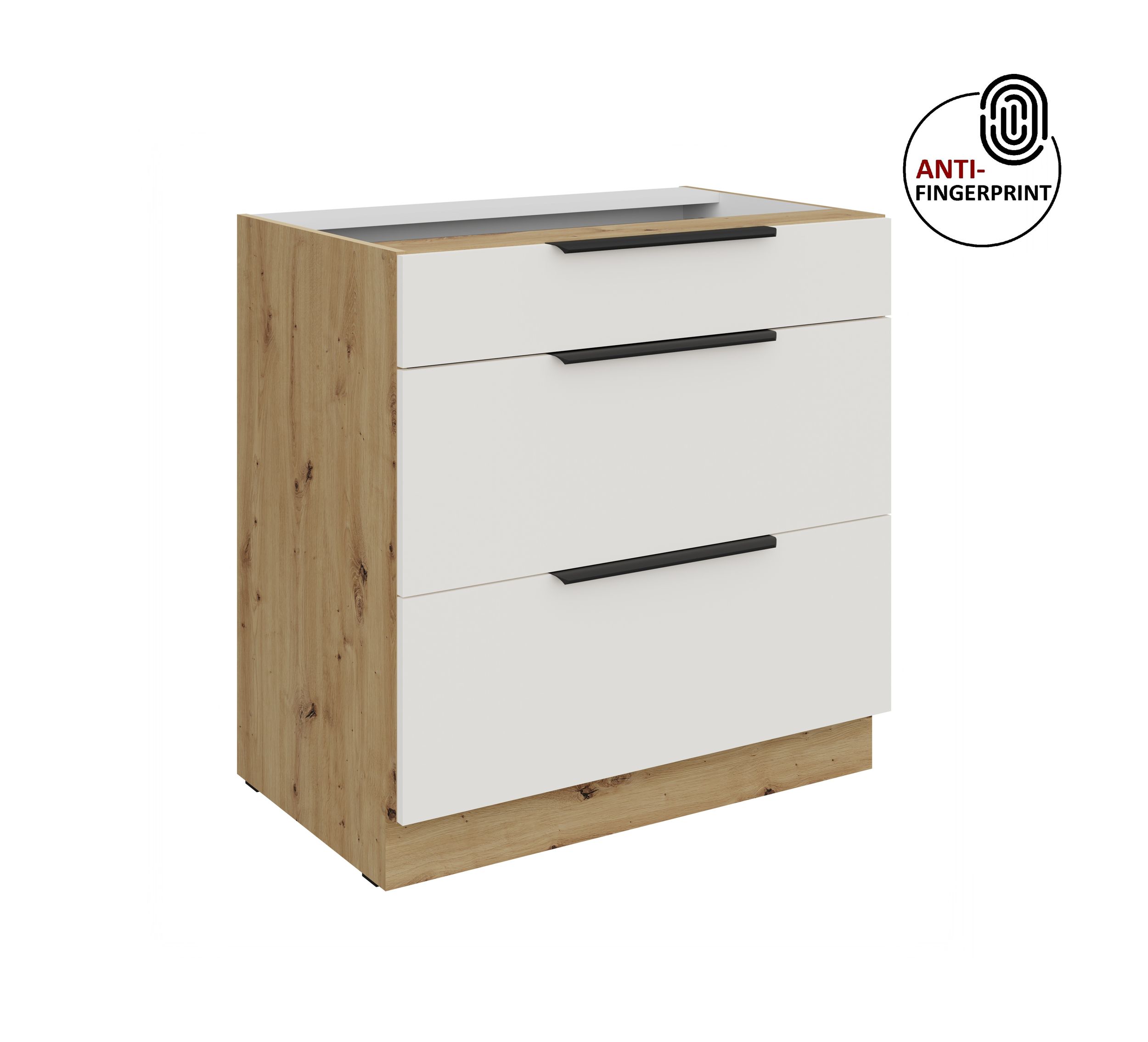 K&uuml;chen Unterschrank 80 K&uuml;che ARIA Weiss ultra matt Anti Fingerprint K&uuml;chenzeile - Bild 1