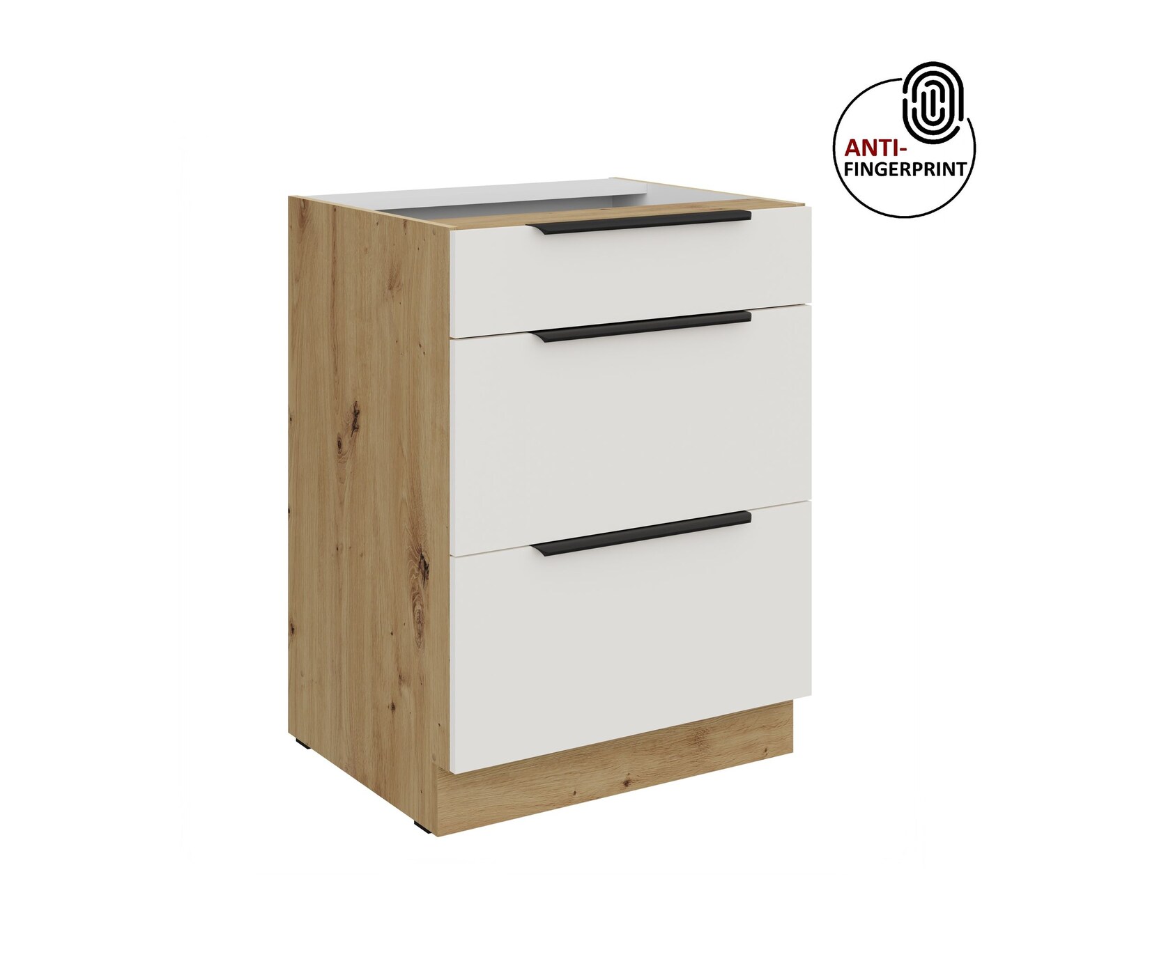 Küchen Unterschrank 60 Küche ARIA Weiss ultra matt Anti Fingerprint Küchenzeile