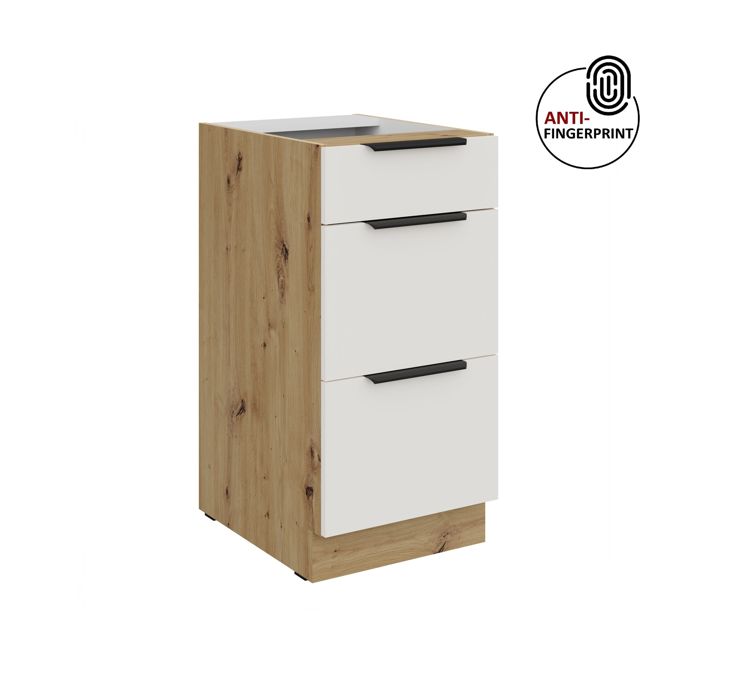 K&uuml;chen Unterschrank 40 K&uuml;che ARIA Weiss ultra matt Anti Fingerprint K&uuml;chenzeile - Bild 1