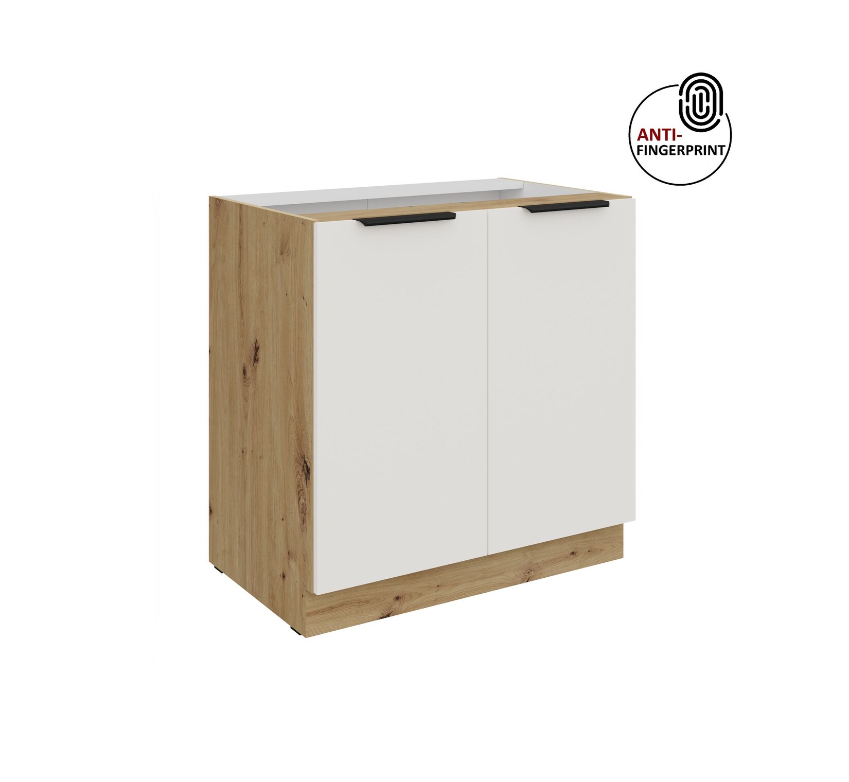 Küchen Unterschrank 80 Küche ARIA Weiss ultra matt Anti Fingerprint Küchenzeile