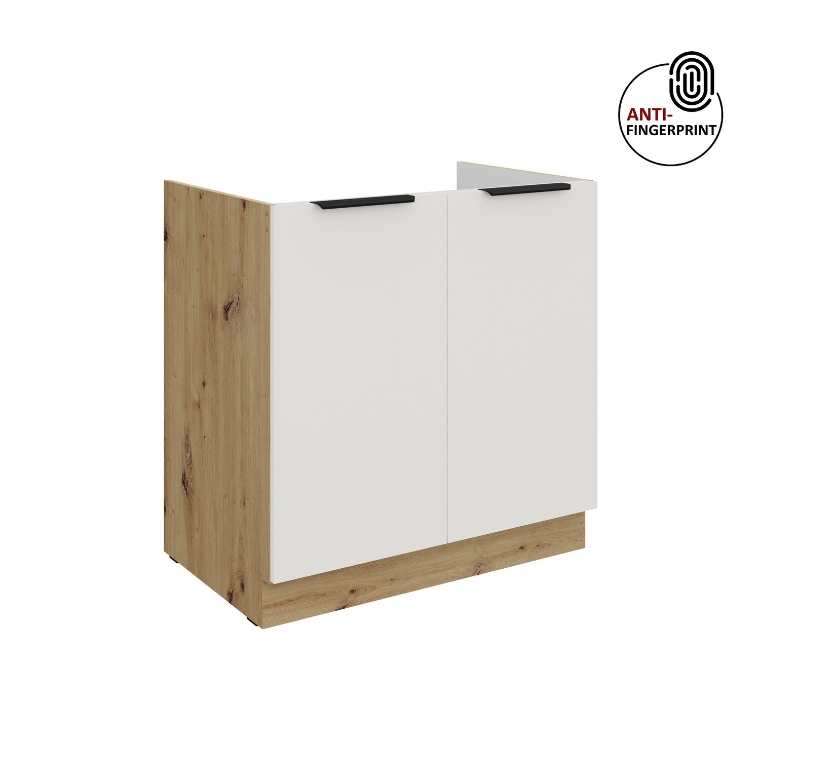 Küchen Spülenschrank 80 Küche ARIA Weiss ultra matt Anti Fingerprint Küchenzeile