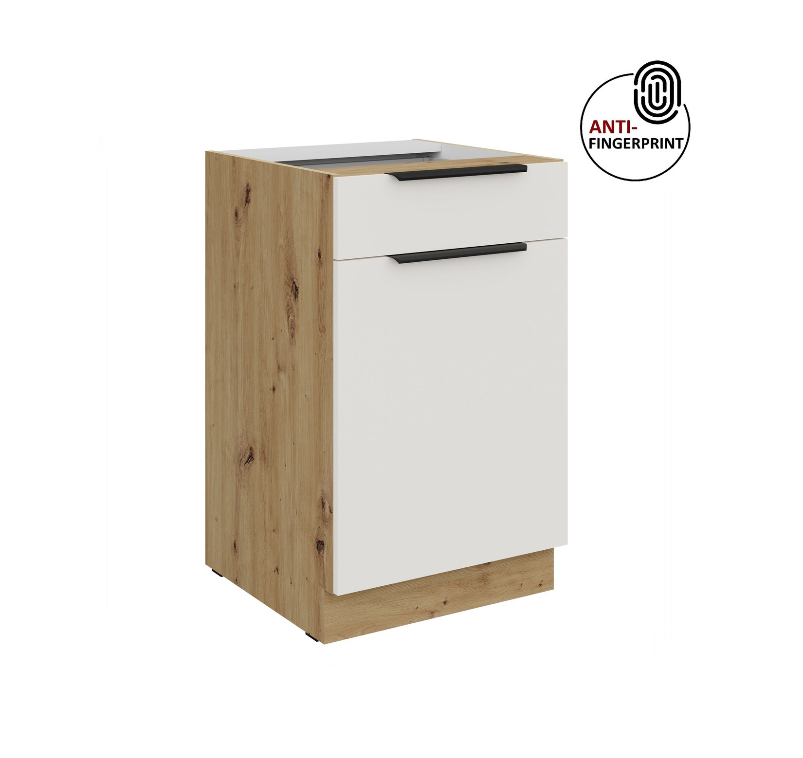 Küchen Unterschrank 50 Küche ARIA Weiss ultra matt Anti Fingerprint Küchenzeile