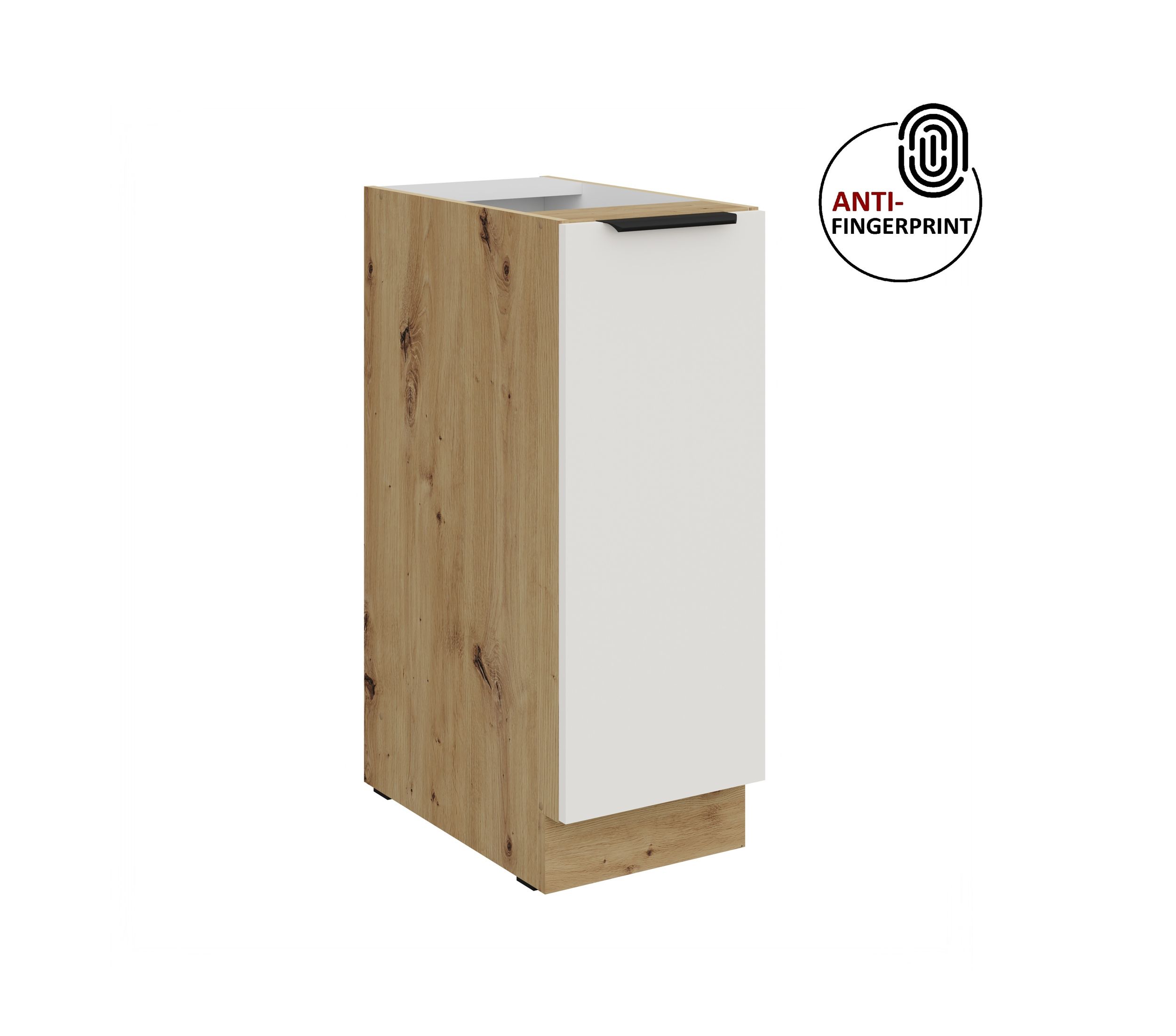 K&uuml;chen Unterschrank Schrankauszug 30 K&uuml;che ARIA Wei&szlig; ultra matt Anti Fingerprint - Bild 1
