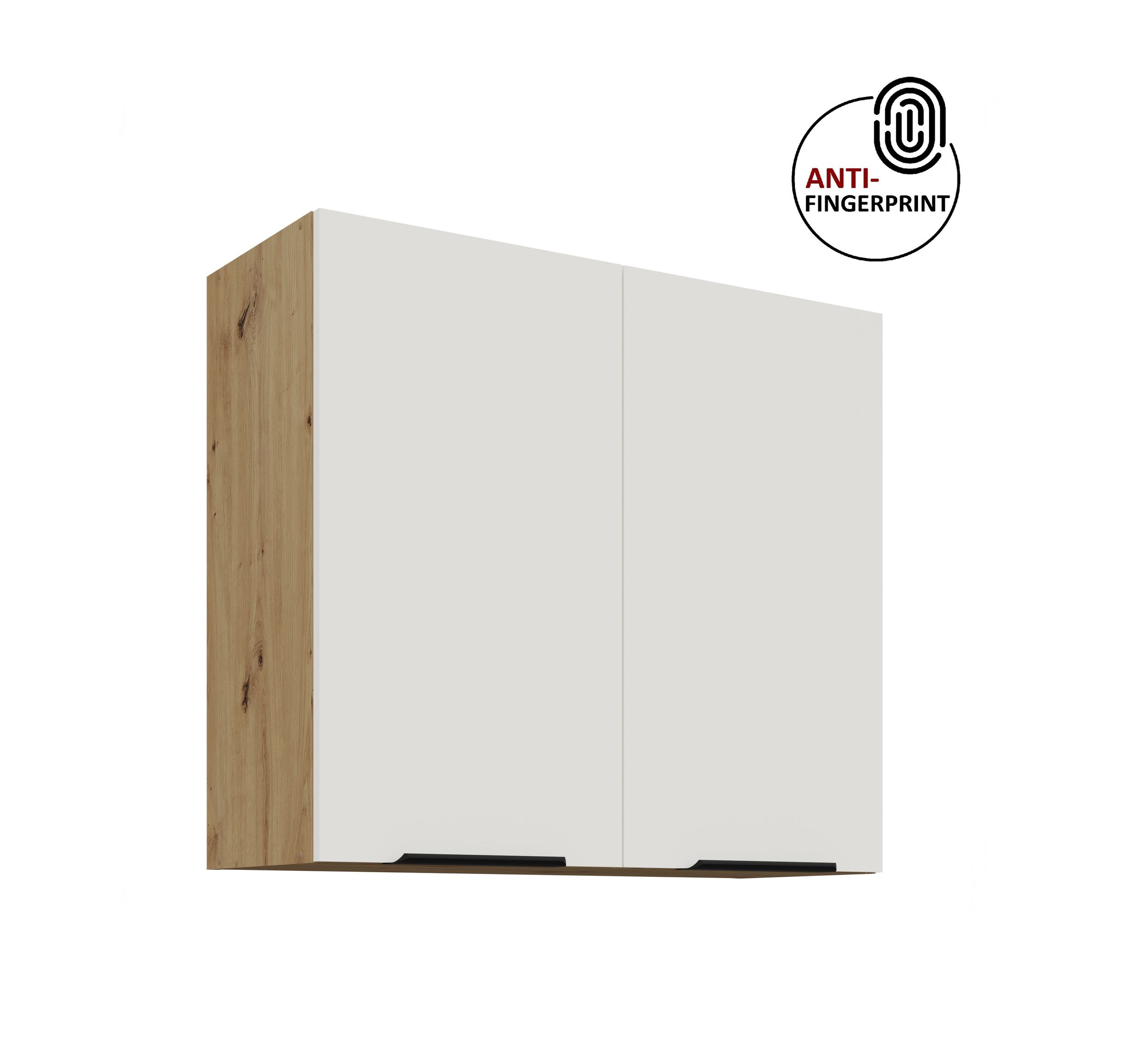 K&uuml;chen H&auml;ngeschrank 80 K&uuml;che ARIA Weiss K&uuml;chenzeile K&uuml;chenblock Anti Fingerprint - Bild 1