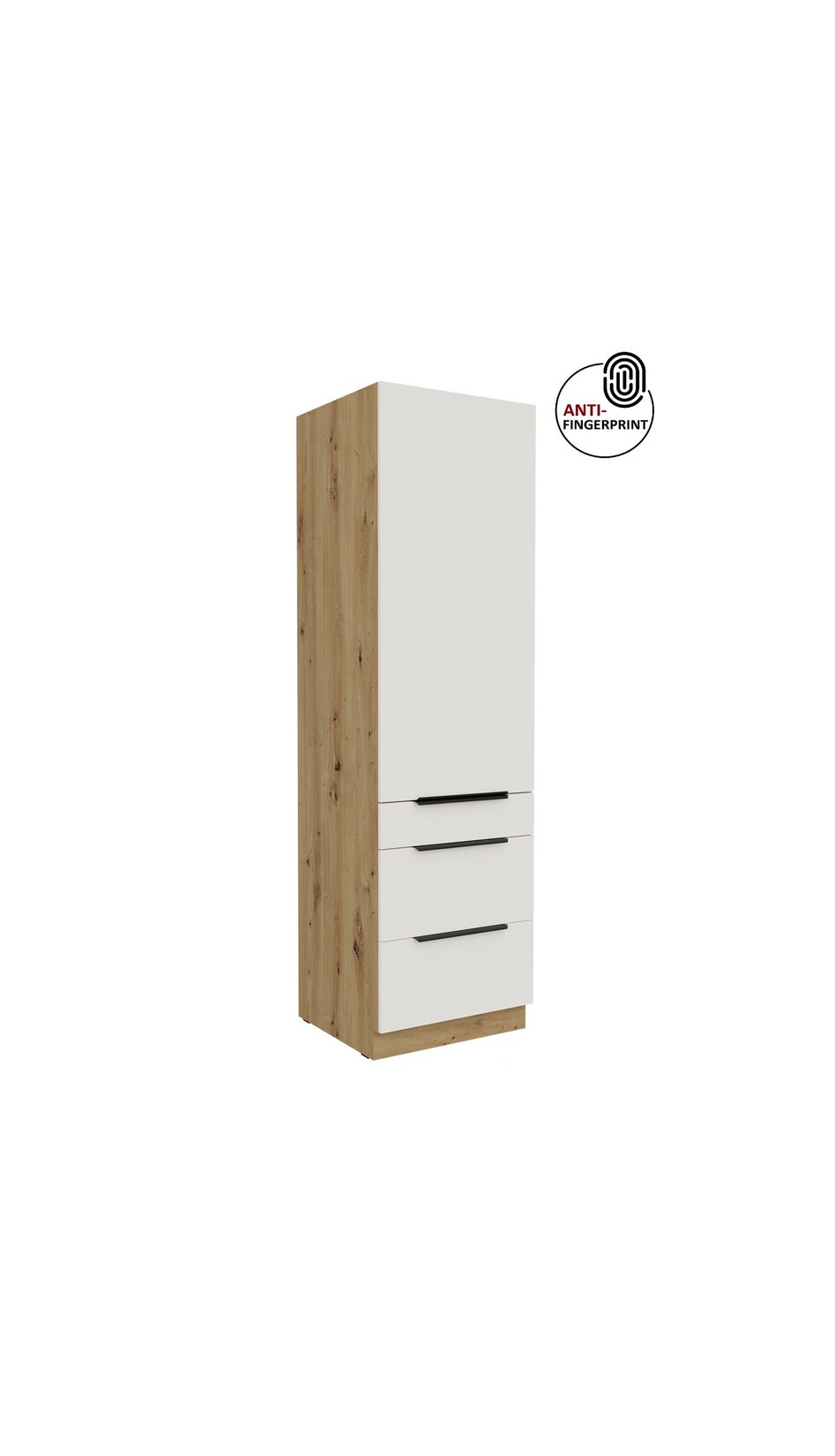 Küchen Hochschrank 60 cm Küche ARIA Weiß ultra matt Anti Fingerprint Küchenzeile