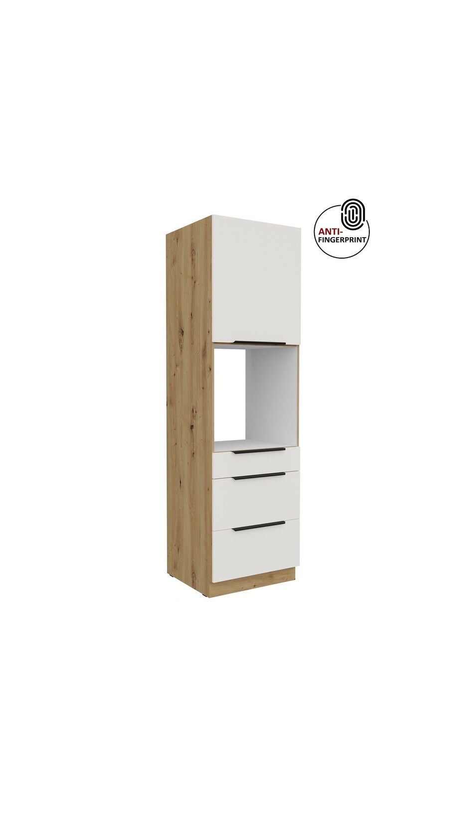 Küchen Hochschrank 60 cm Küche ARIA Weiß ultra matt Anti Fingerprint Küchenzeile
