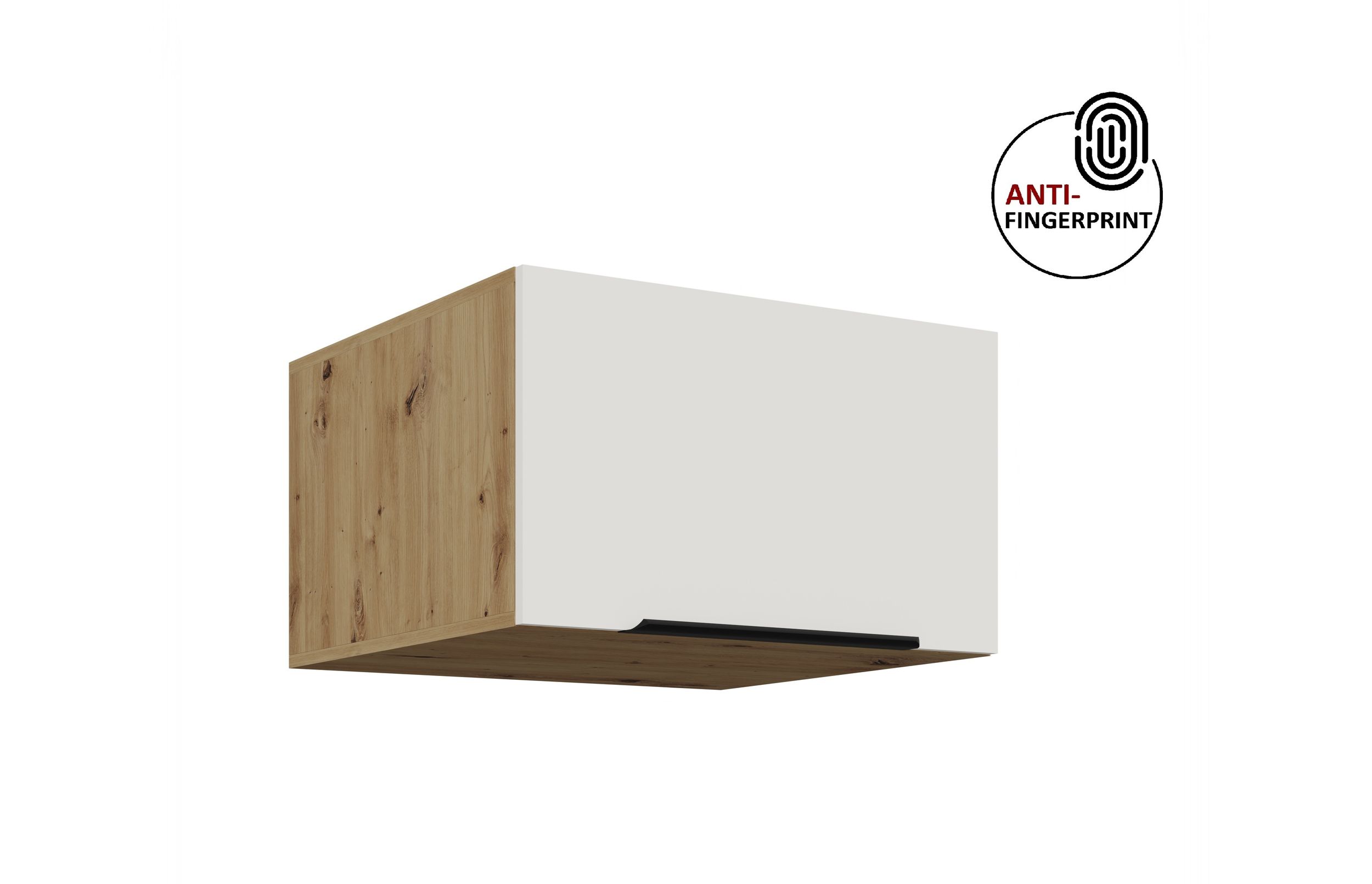 K&uuml;chen Aufsatzschrank 60 K&uuml;che ARIA Weiss + Eiche K&uuml;chenzeile Anti Fingerprint - Bild 1