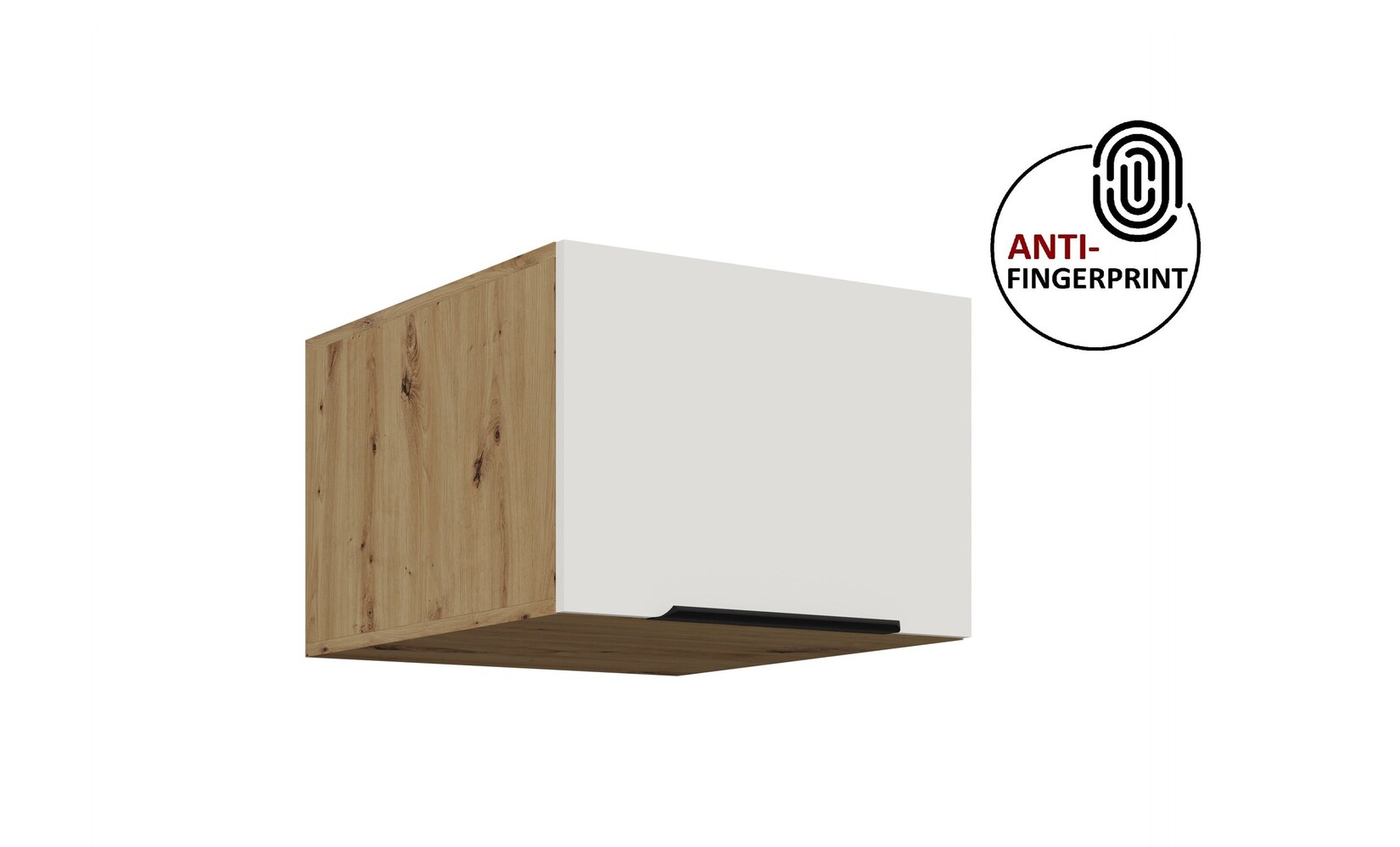 Küchen Aufsatzschrank 50 Küche ARIA Weiss + Eiche Küchenzeile Anti Fingerprint