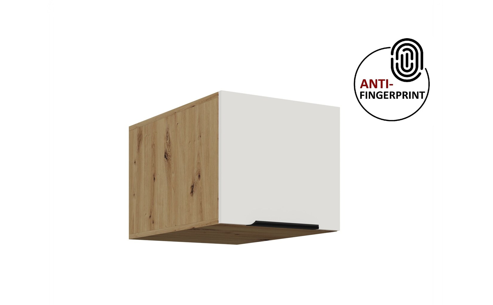 Küchen Aufsatzschrank 40 Küche ARIA Weiss + Eiche Küchenzeile Anti Fingerprint