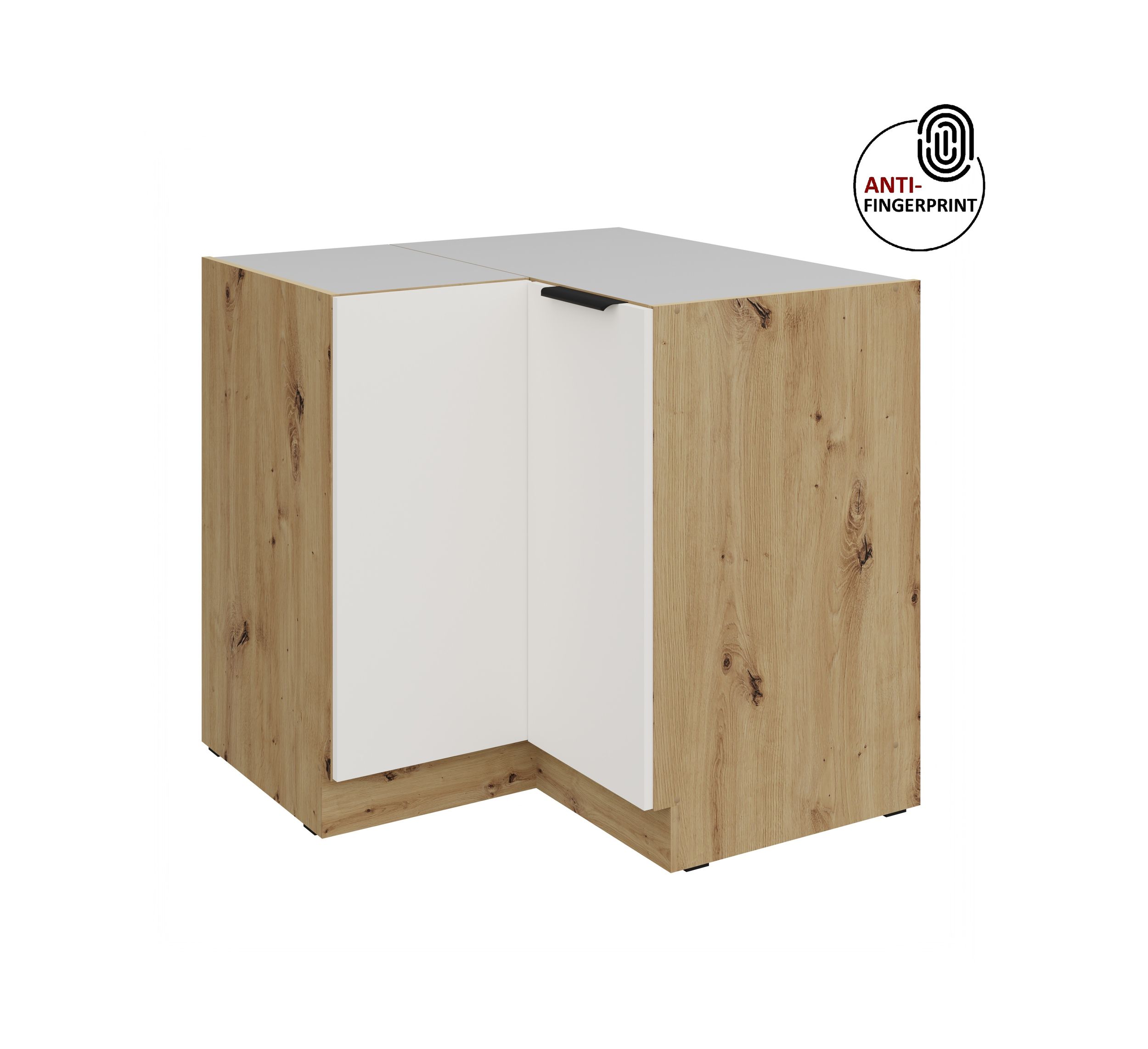 K&uuml;chen Eckschrank 90x90 K&uuml;che ARIA Weiss ultra matt Anti Fingerprint K&uuml;chenzeile - Bild 1
