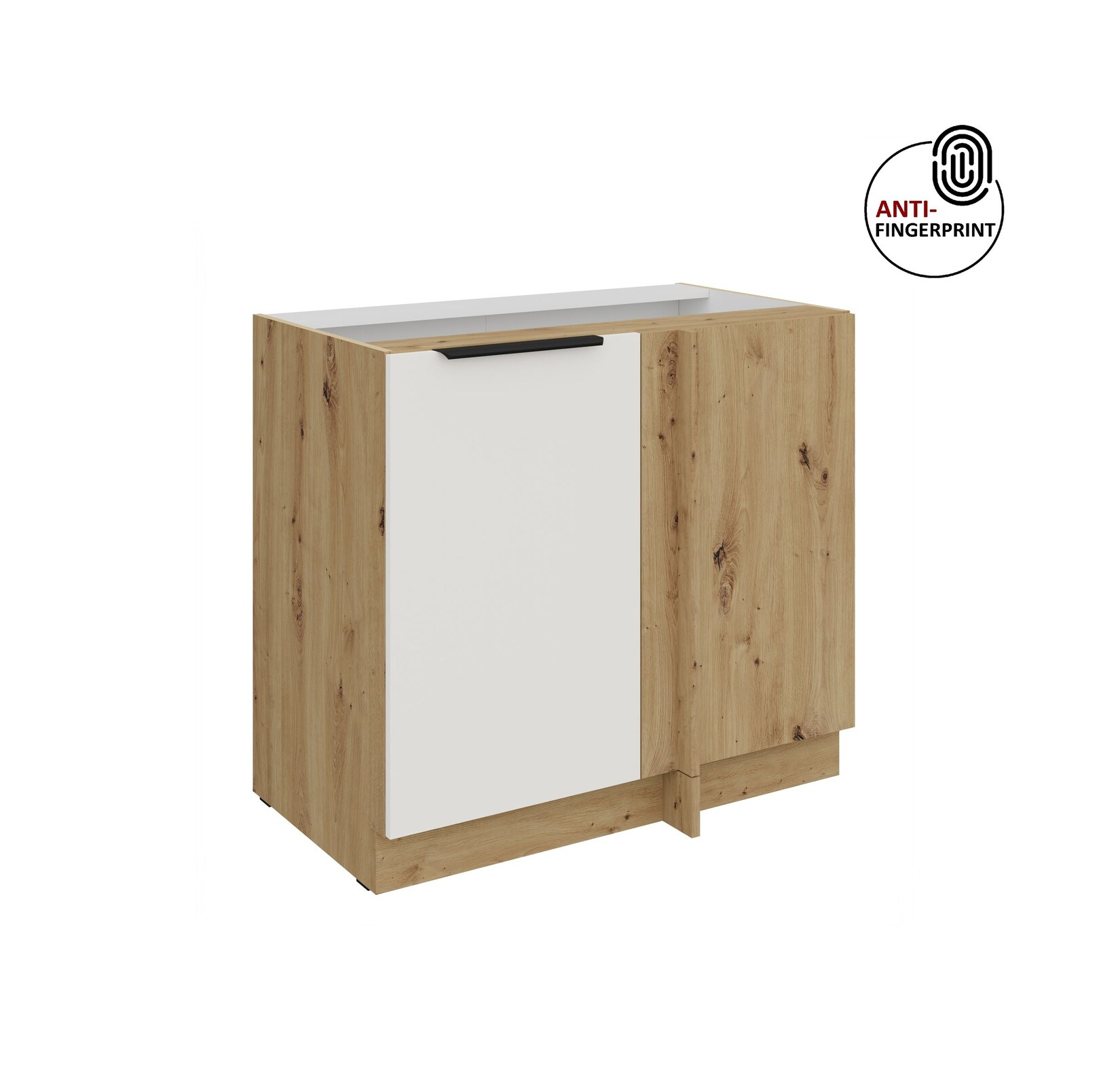 Küchen Eckschrank 105cm Küche ARIA Weiss ultra matt Anti Fingerprint Küchenzeile