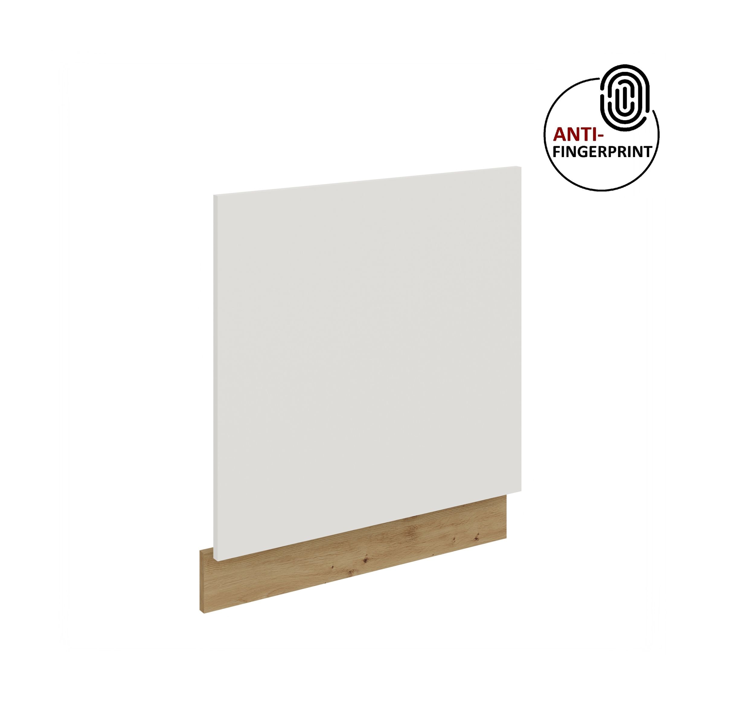 Frontblende f&uuml;r integrierten Geschirrsp&uuml;ler 60 cm ARIA Wei&szlig; + Eiche Artisan - Bild 1