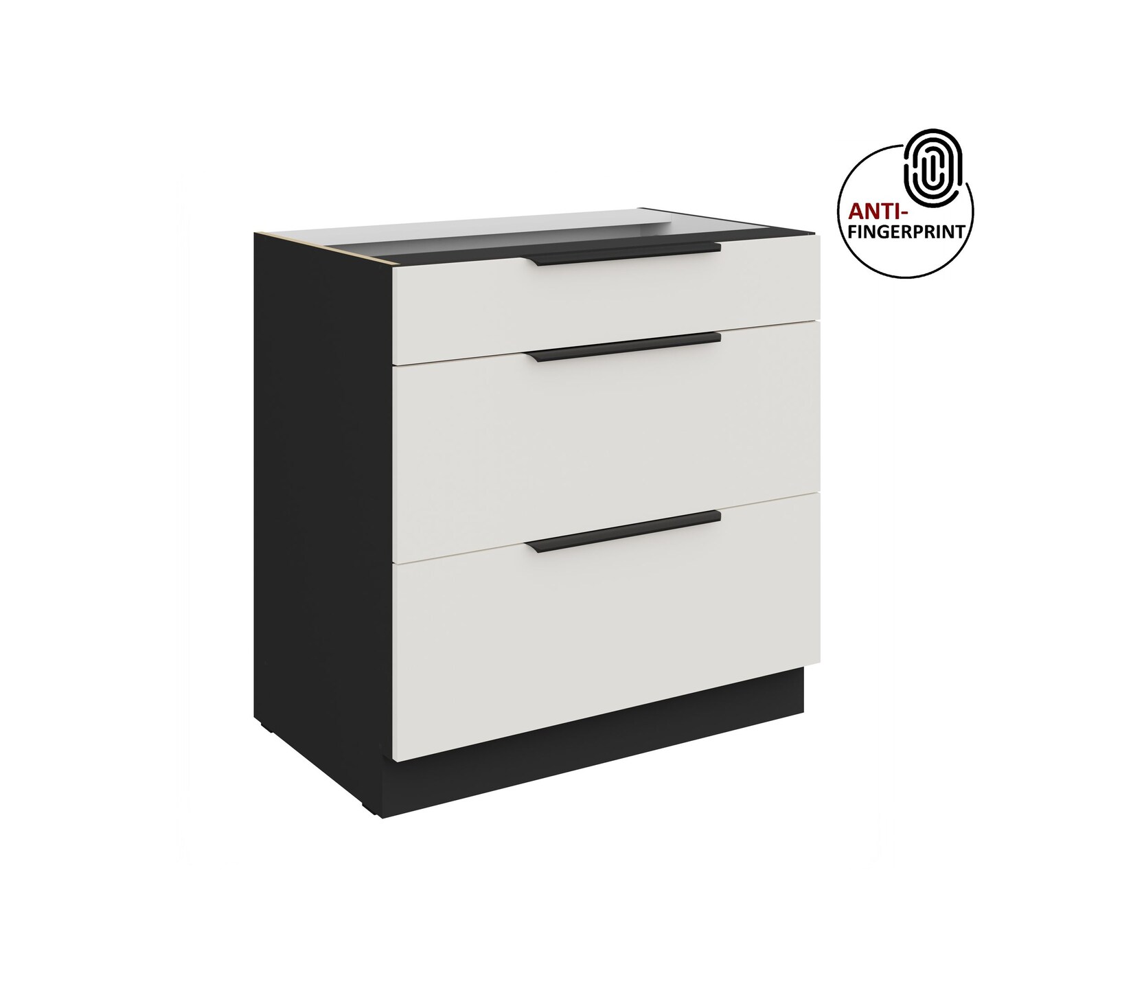Küchen Unterschrank 80 Küche ARIA Weiss ultra matt Anti Fingerprint Küchenzeile