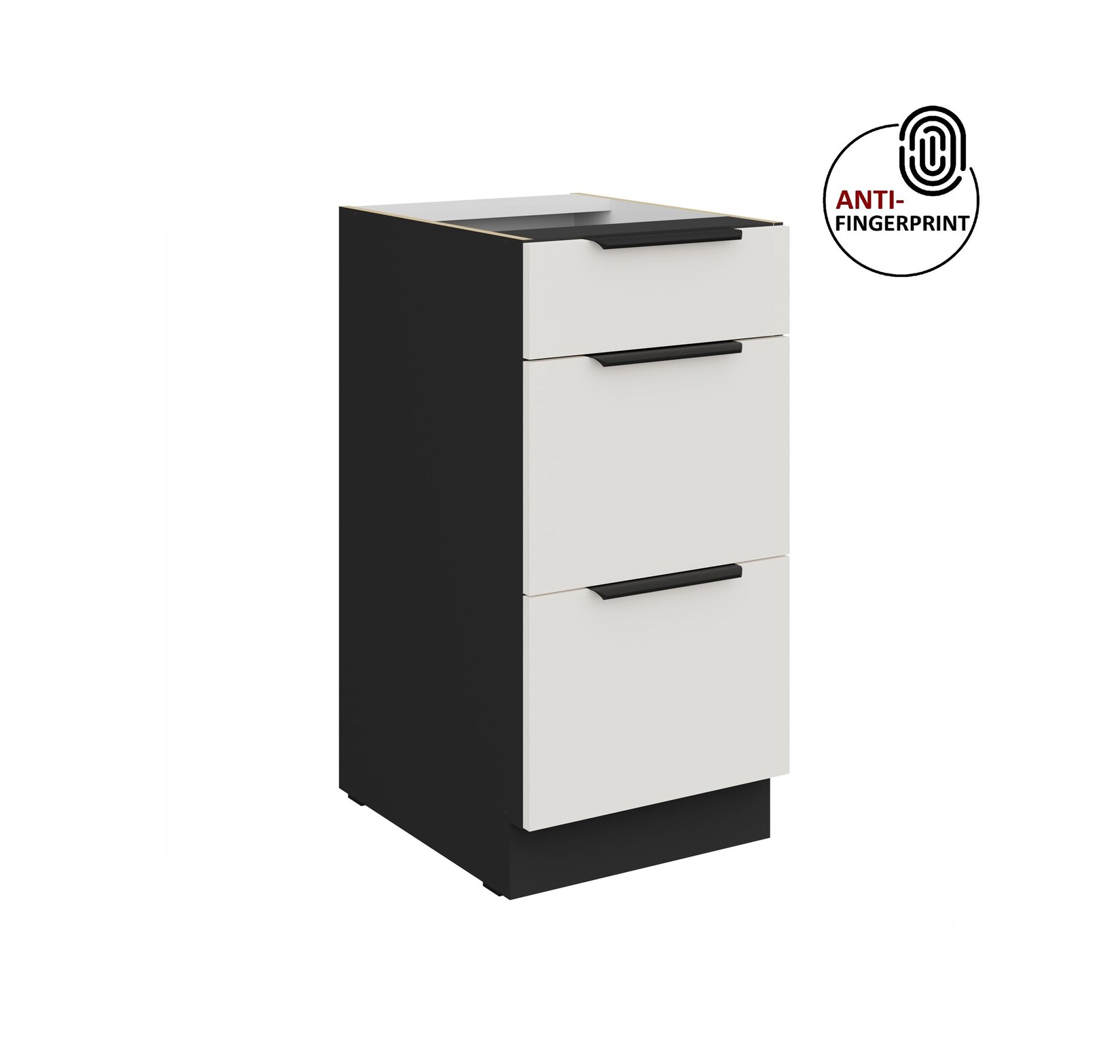 Küchen Unterschrank 40 Küche ARIA Weiss ultra matt Anti Fingerprint Küchenzeile