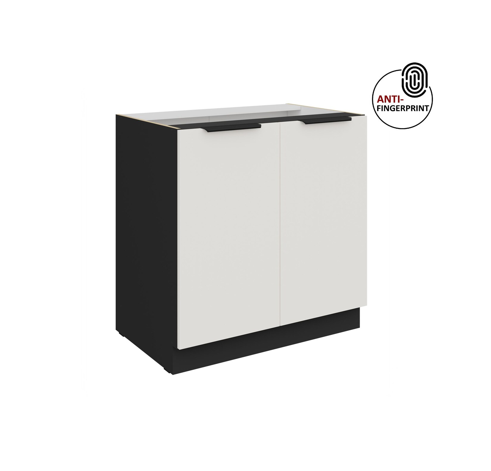 Küchen Unterschrank 80 Küche ARIA Weiss ultra matt Anti Fingerprint Küchenzeile