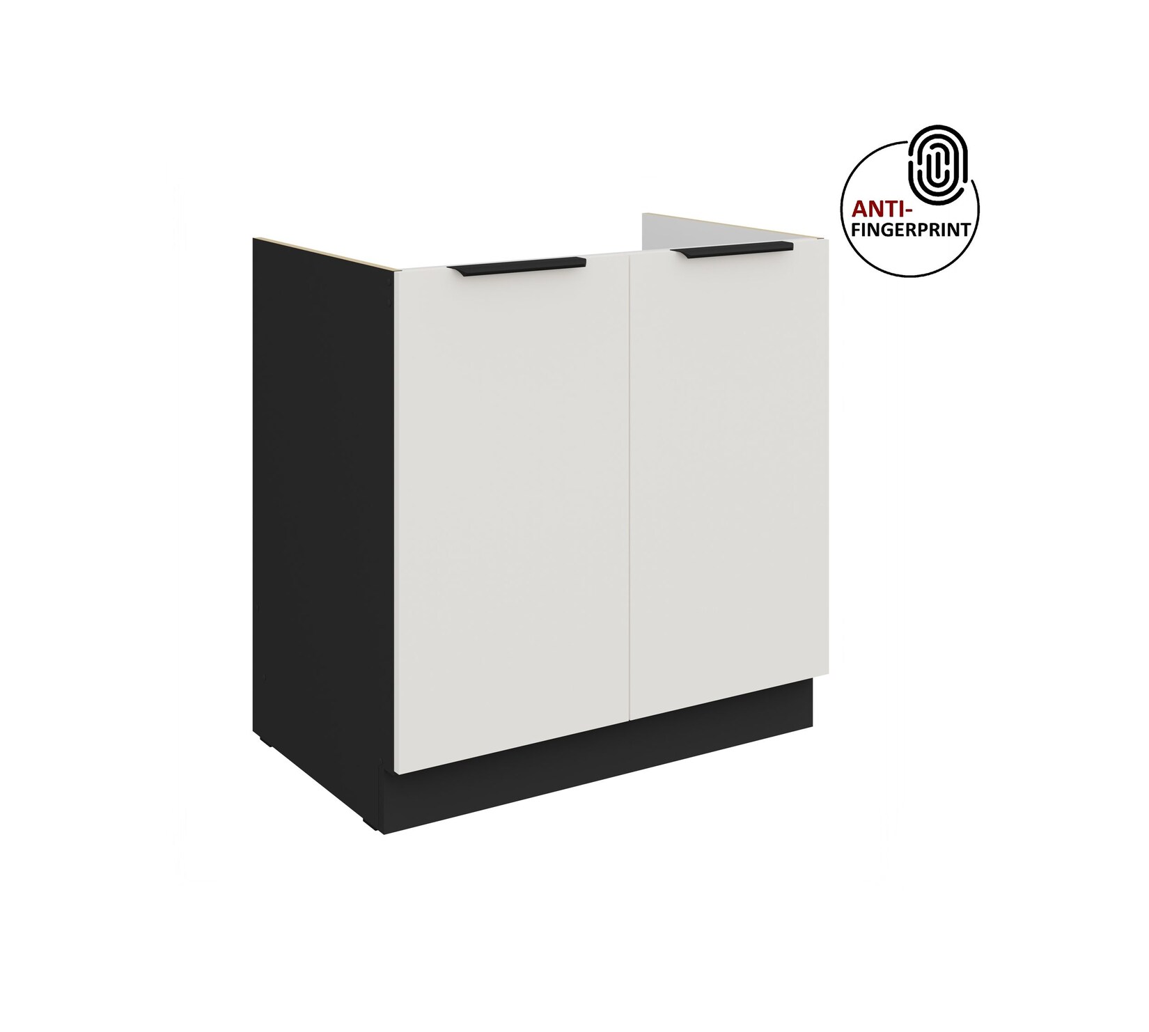 Küchen Spülenschrank 80 Küche ARIA Weiss ultra matt Anti Fingerprint Küchenzeile