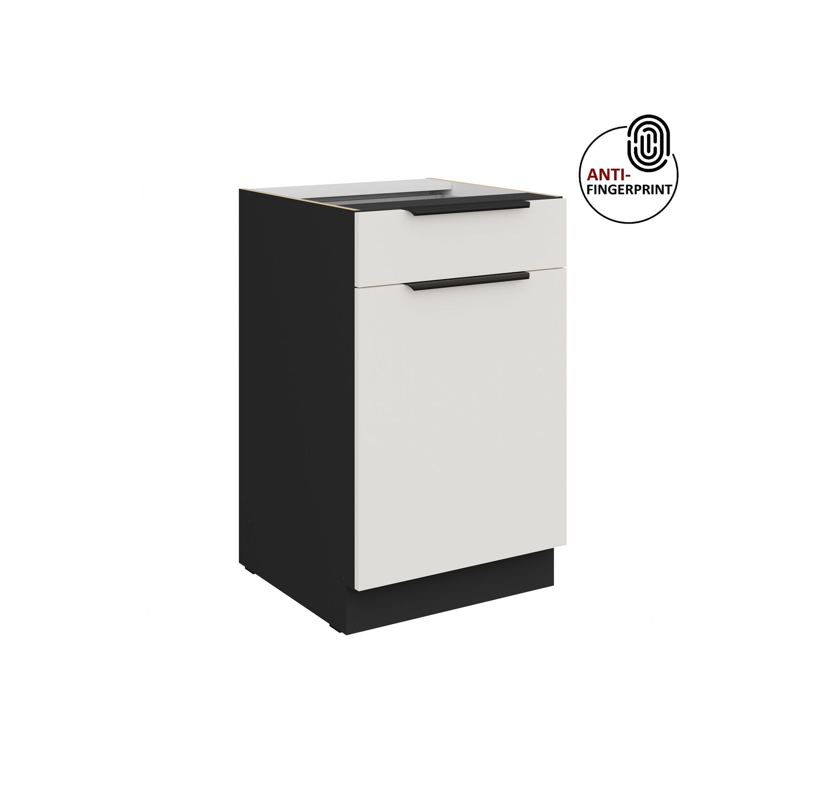 Küchen Unterschrank 50 Küche ARIA Weiss ultra matt Anti Fingerprint Küchenzeile