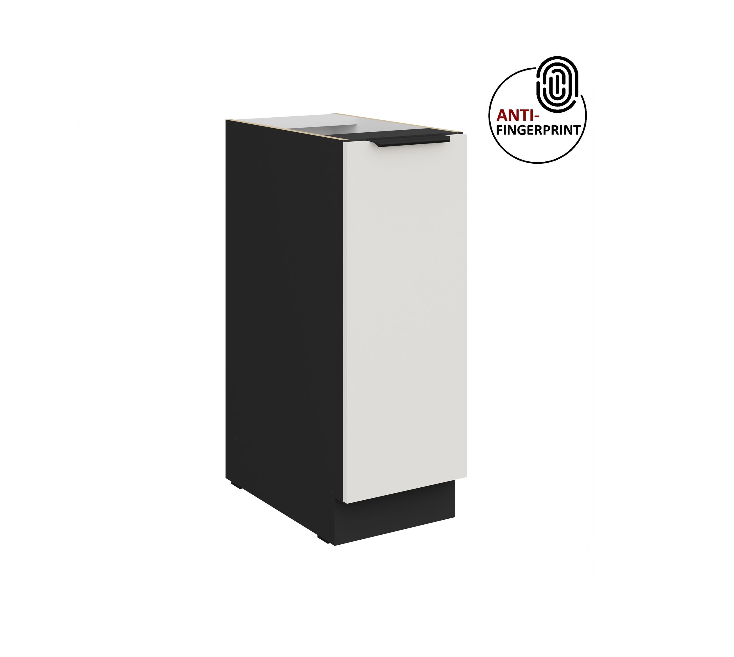 K&uuml;chen Unterschrank Schrankauszug 30 K&uuml;che ARIA Wei&szlig; ultra matt Anti Fingerprint - Bild 1