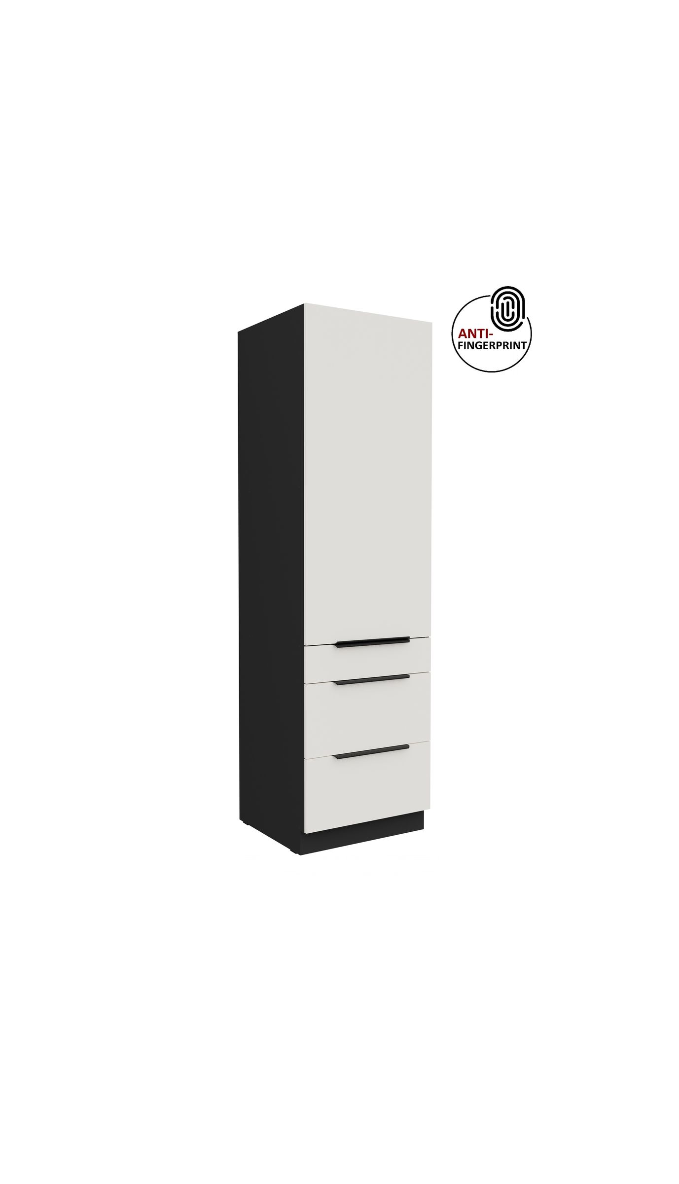 K&uuml;chen Hochschrank 60 cm K&uuml;che ARIA Wei&szlig; ultra matt Anti Fingerprint K&uuml;chenzeile - Bild 1