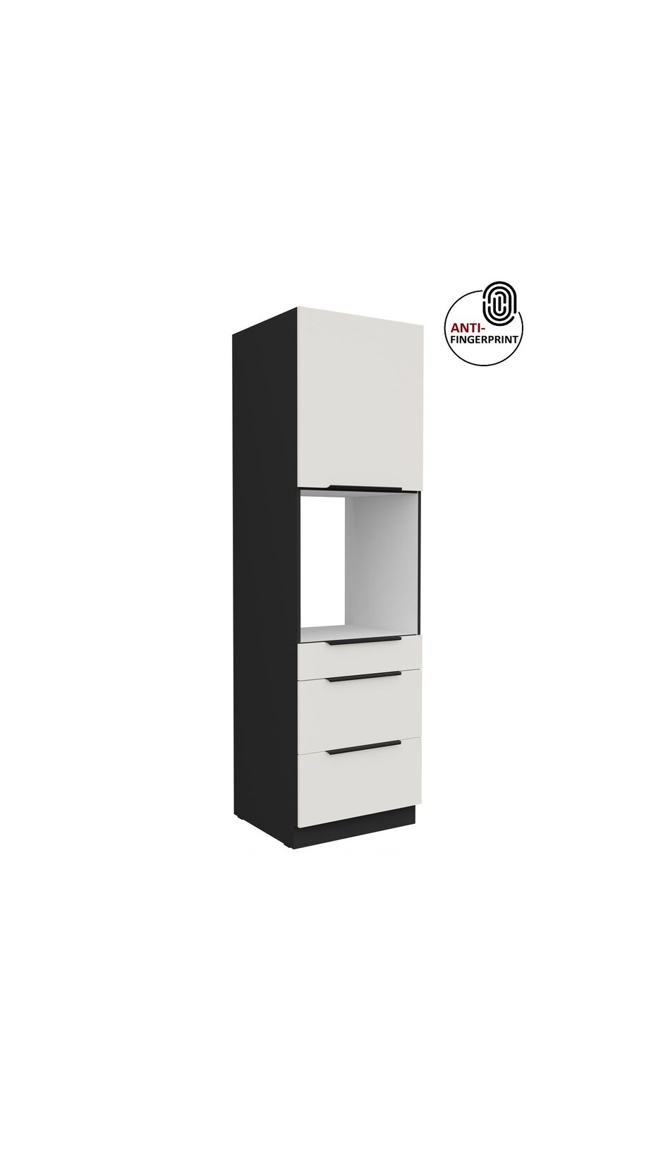 Küchen Hochschrank 60 cm Küche ARIA Weiß ultra matt Anti Fingerprint Küchenzeile