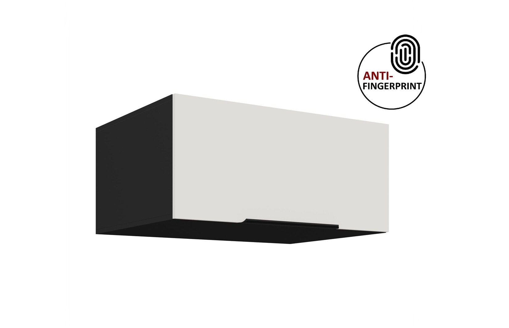 Küchen Aufsatzschrank 80 Küche ARIA Weiss + Schwarz Küchenzeile Anti Fingerprint