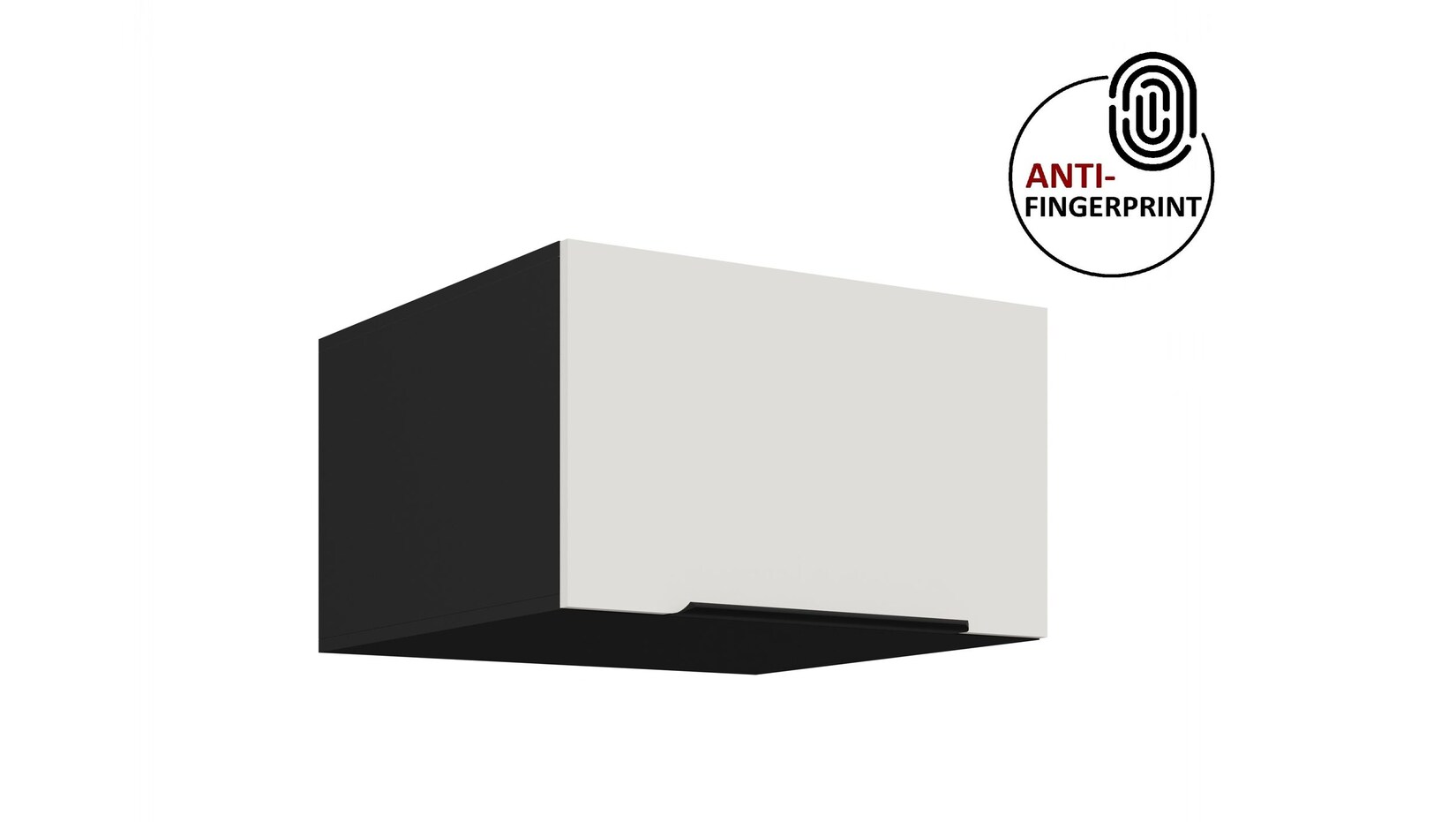 Küchen Aufsatzschrank 60 Küche ARIA Weiss + Schwarz Küchenzeile Anti Fingerprint