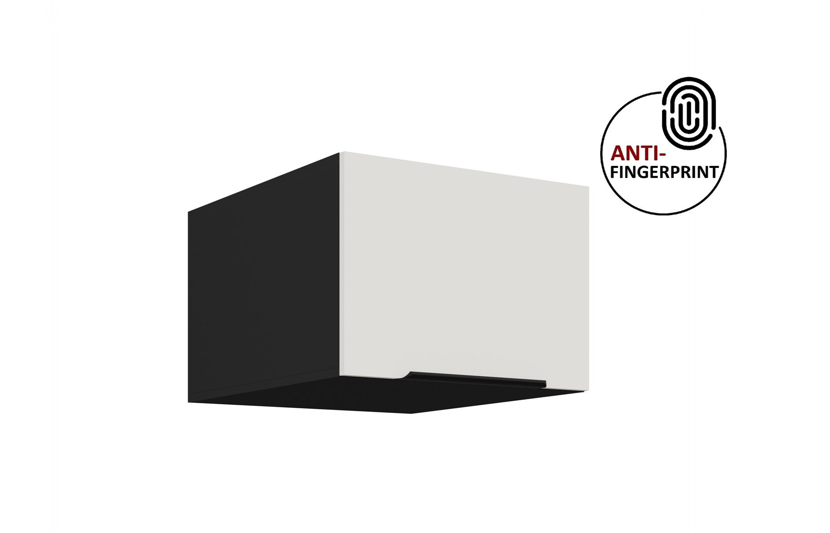 Küchen Aufsatzschrank 50 Küche ARIA Weiss + Schwarz Küchenzeile Anti Fingerprint