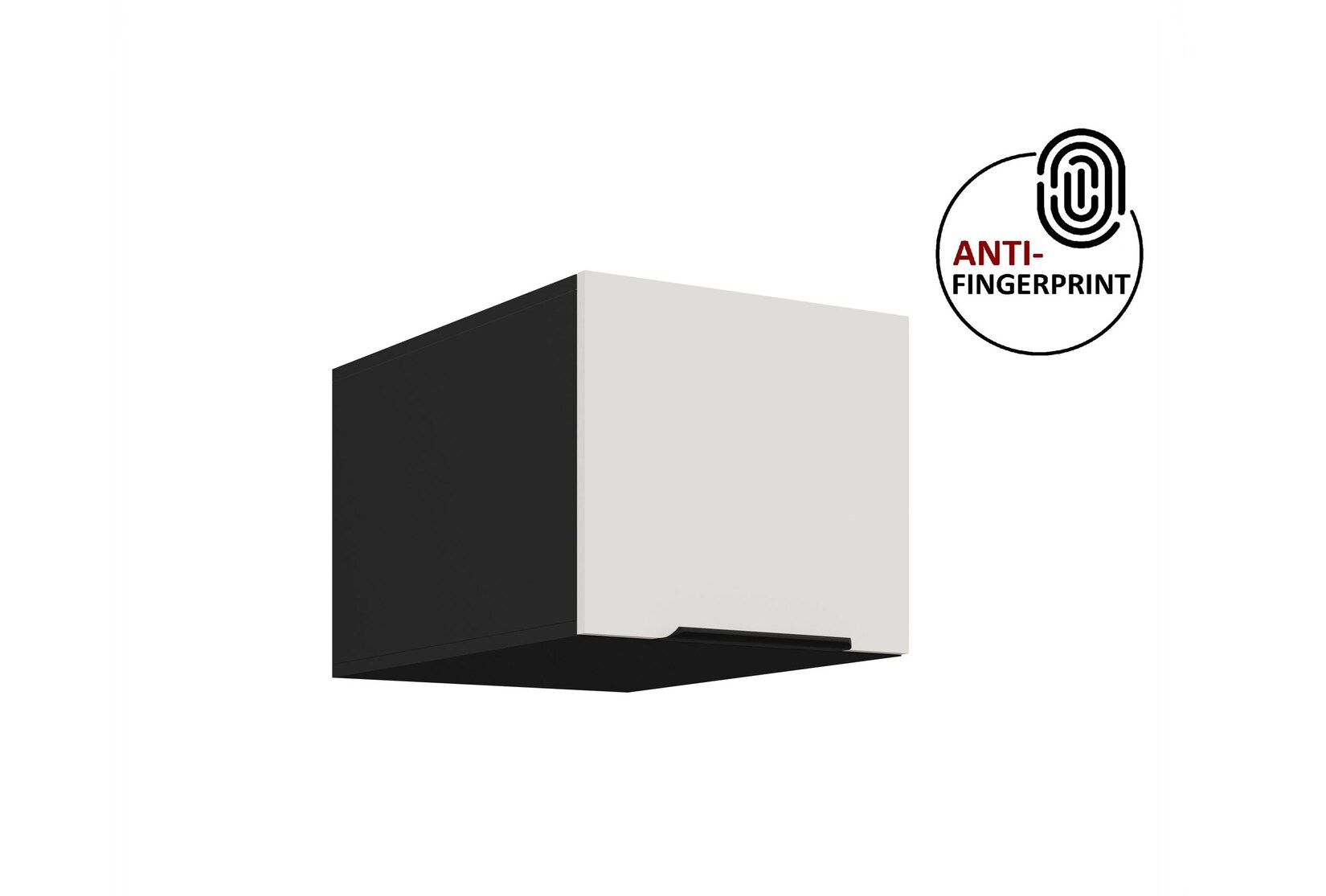Küchen Aufsatzschrank 40 Küche ARIA Weiss + Schwarz Küchenzeile Anti Fingerprint