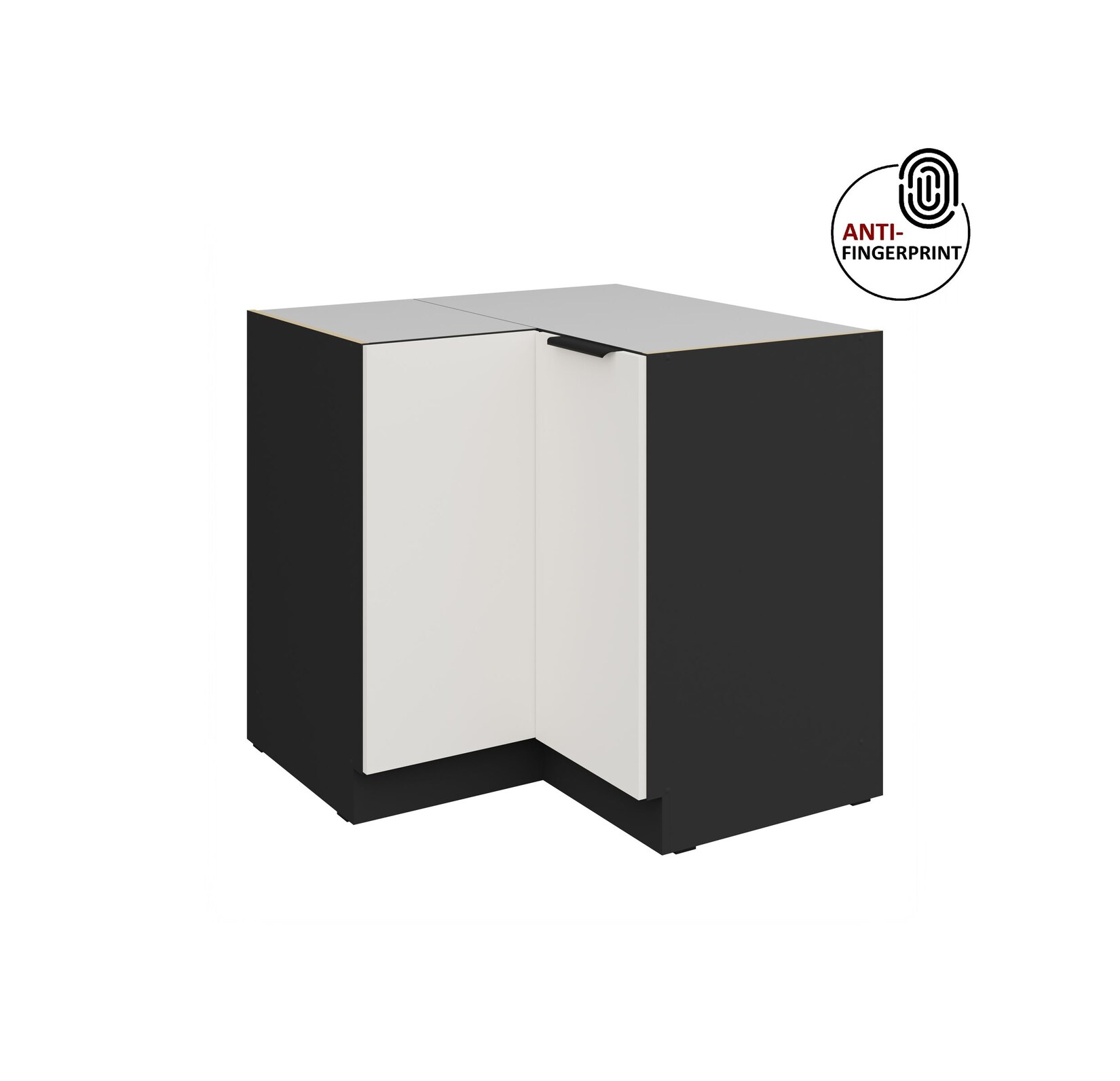 Küchen Eckschrank 90x90 Küche ARIA Weiss ultra matt Anti Fingerprint Küchenzeile