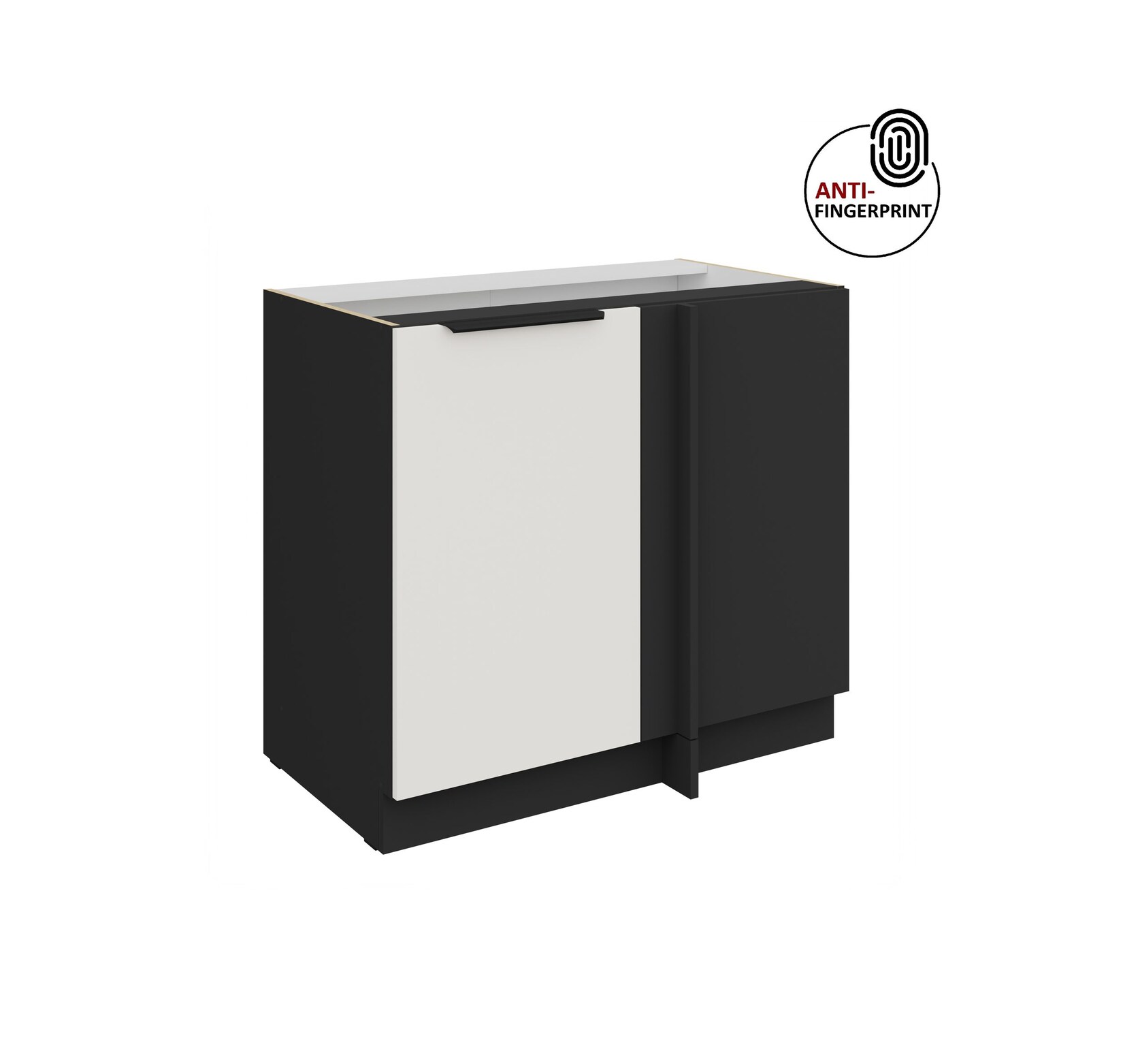 Küchen Eckschrank 105cm Küche ARIA Weiss ultra matt Anti Fingerprint Küchenzeile