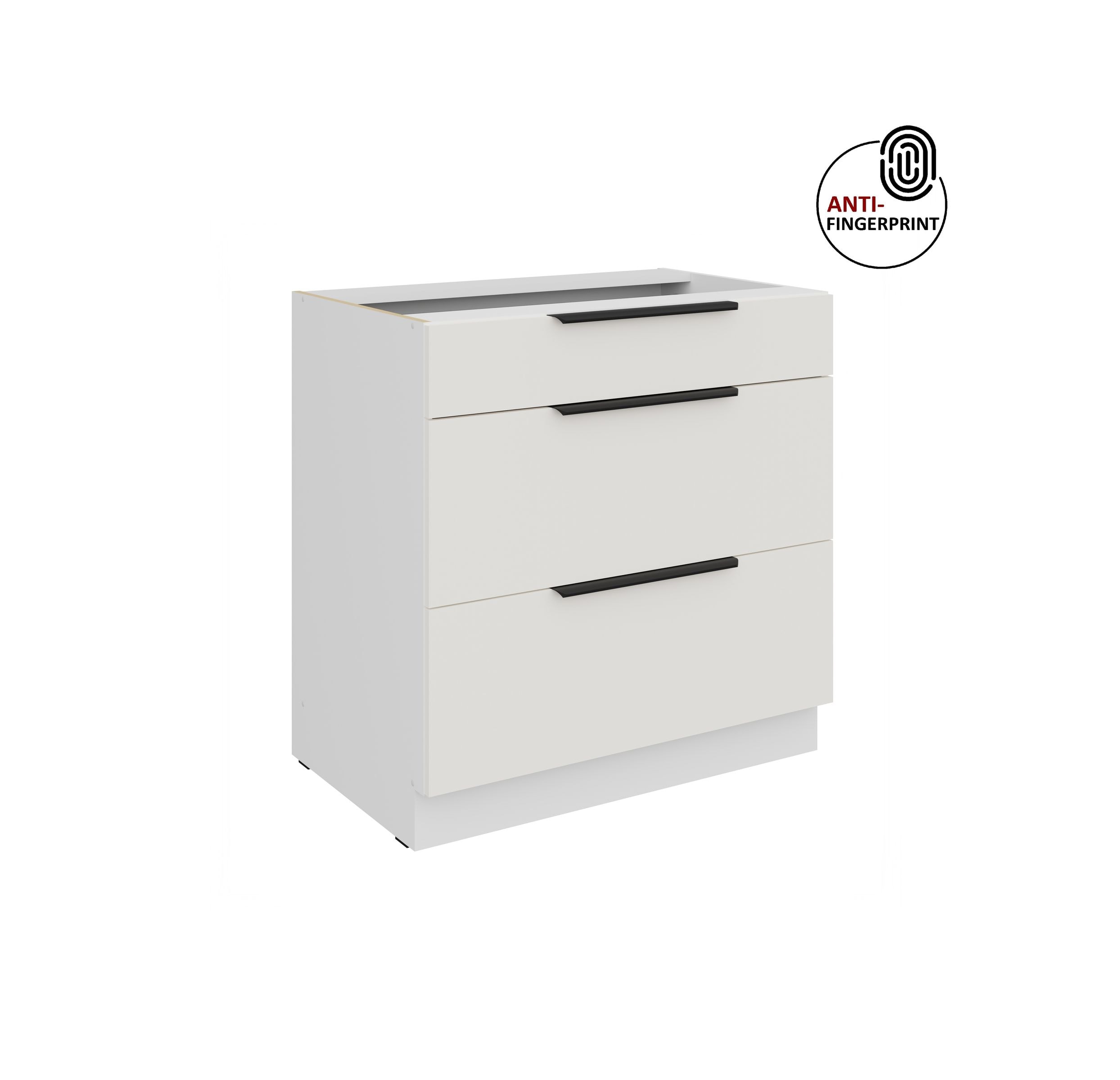 K&uuml;chen Unterschrank 80 K&uuml;che ARIA Weiss ultra matt Anti Fingerprint K&uuml;chenzeile - Bild 1
