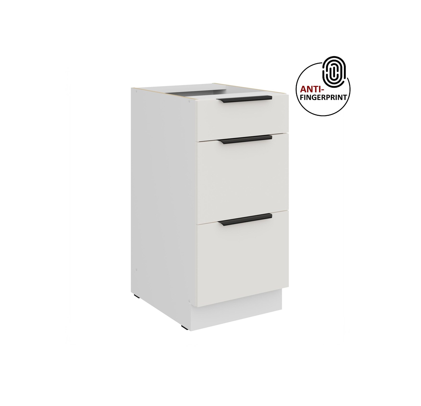 Küchen Unterschrank 40 Küche ARIA Weiss ultra matt Anti Fingerprint Küchenzeile