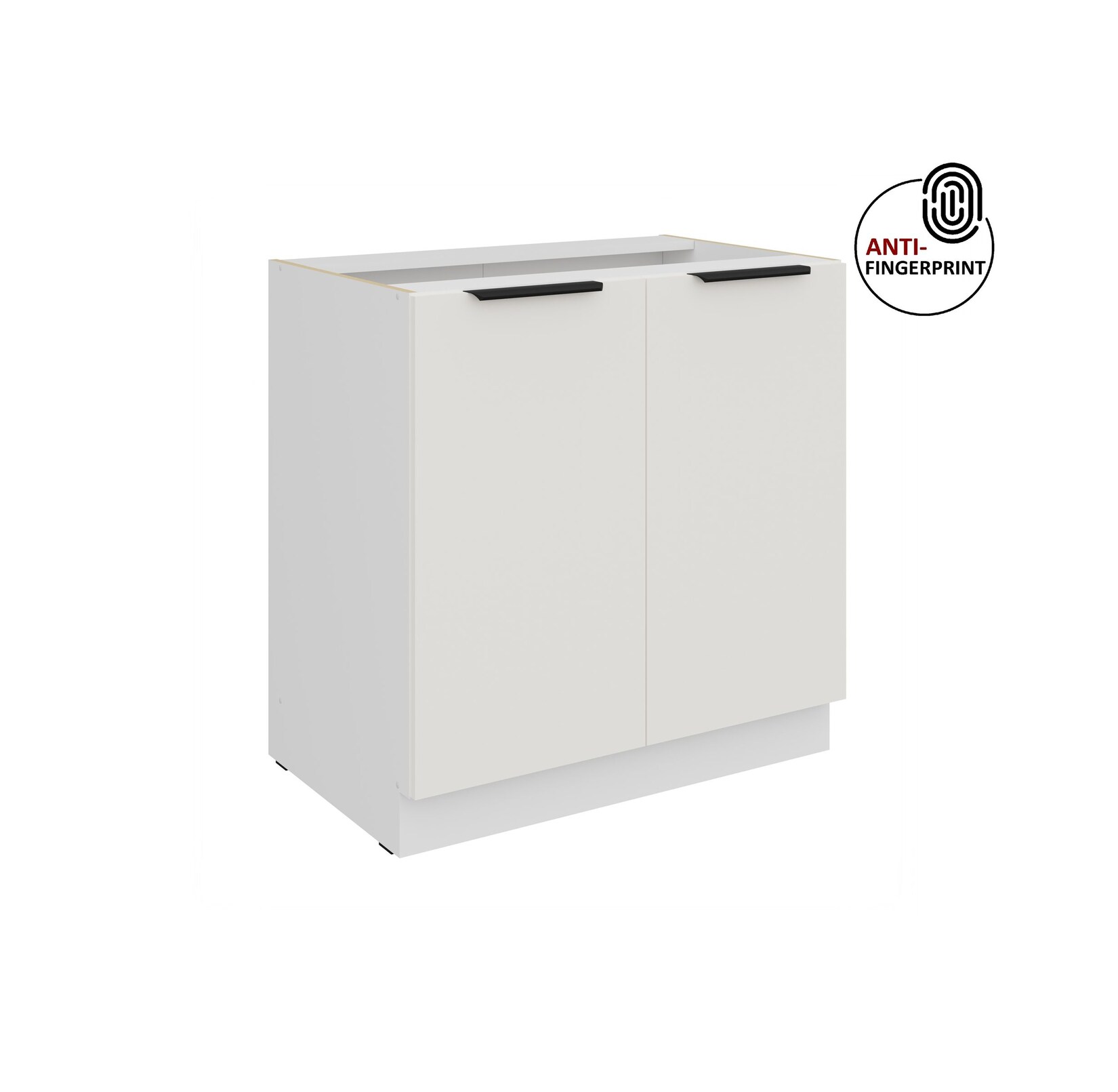 Küchen Unterschrank 80 Küche ARIA Weiss ultra matt Anti Fingerprint Küchenzeile