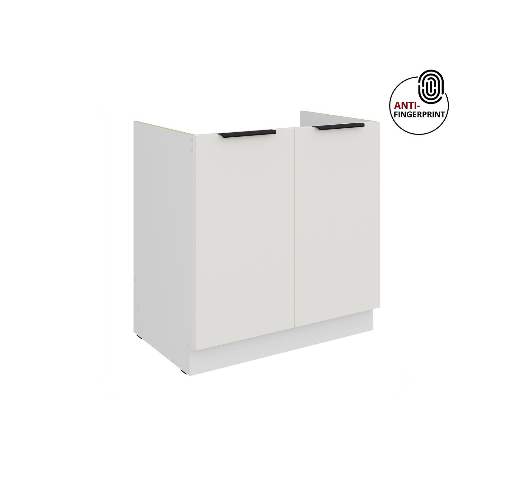 Küchen Spülenschrank 80 Küche ARIA Weiss ultra matt Anti Fingerprint Küchenzeile