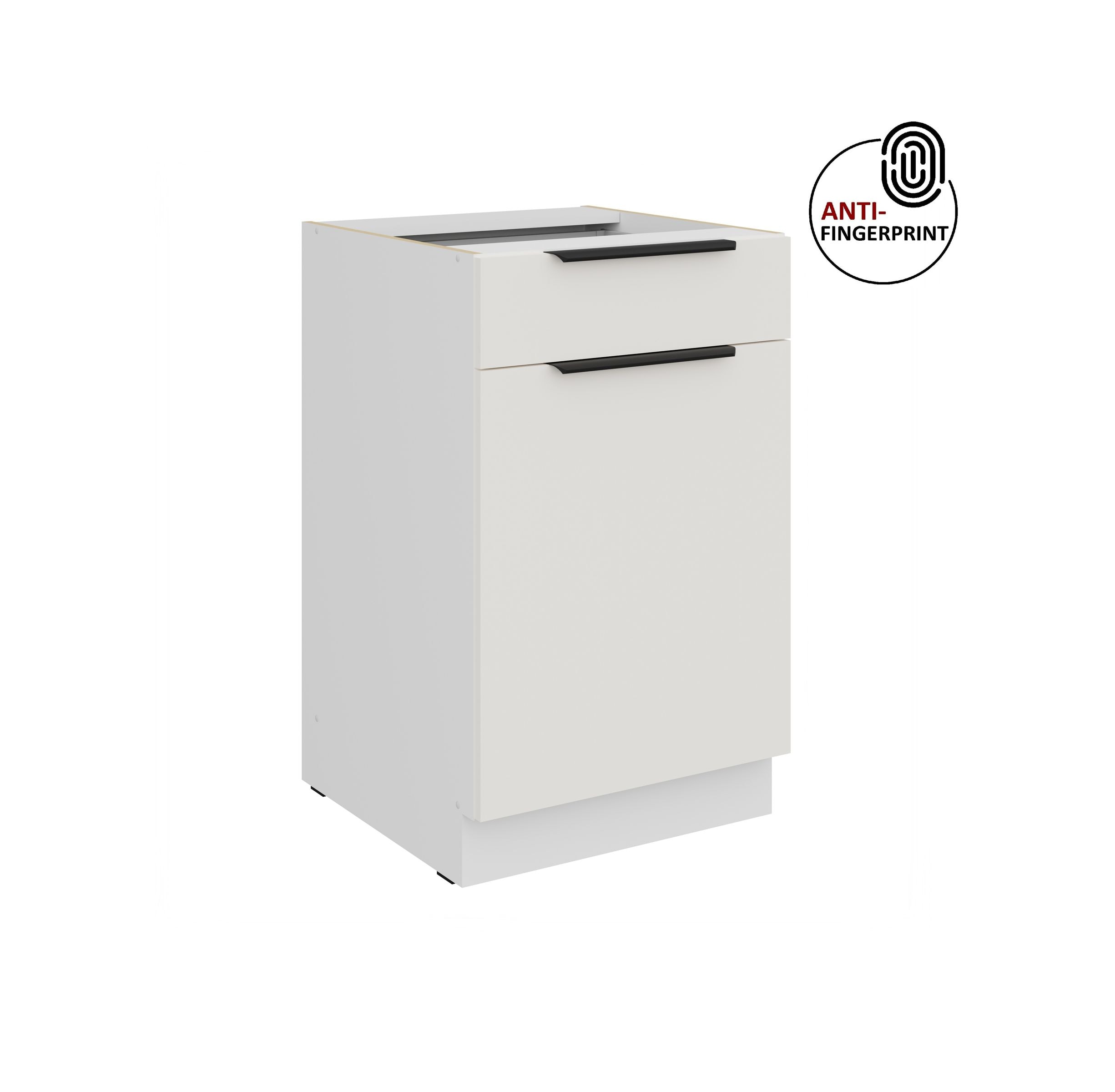 K&uuml;chen Unterschrank 50 K&uuml;che ARIA Weiss ultra matt Anti Fingerprint K&uuml;chenzeile - Bild 1