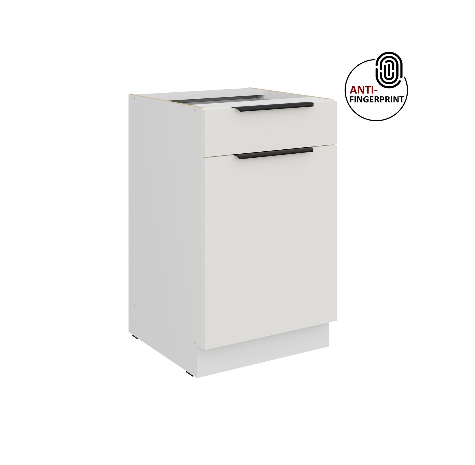 Küchen Unterschrank 50 Küche ARIA Weiss ultra matt Anti Fingerprint Küchenzeile