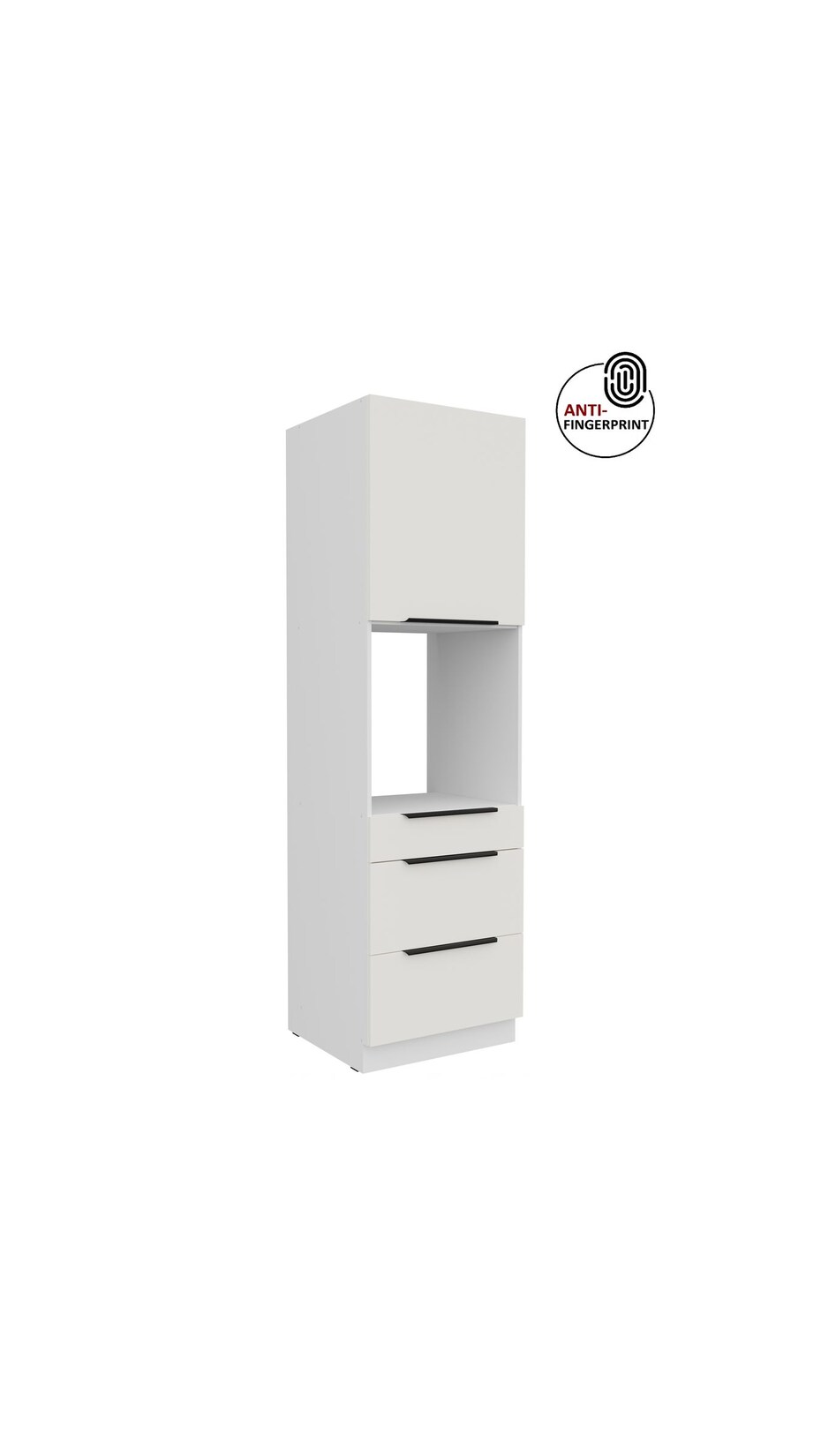 Küchen Hochschrank 60 cm Küche ARIA Weiß ultra matt Anti Fingerprint Küchenzeile