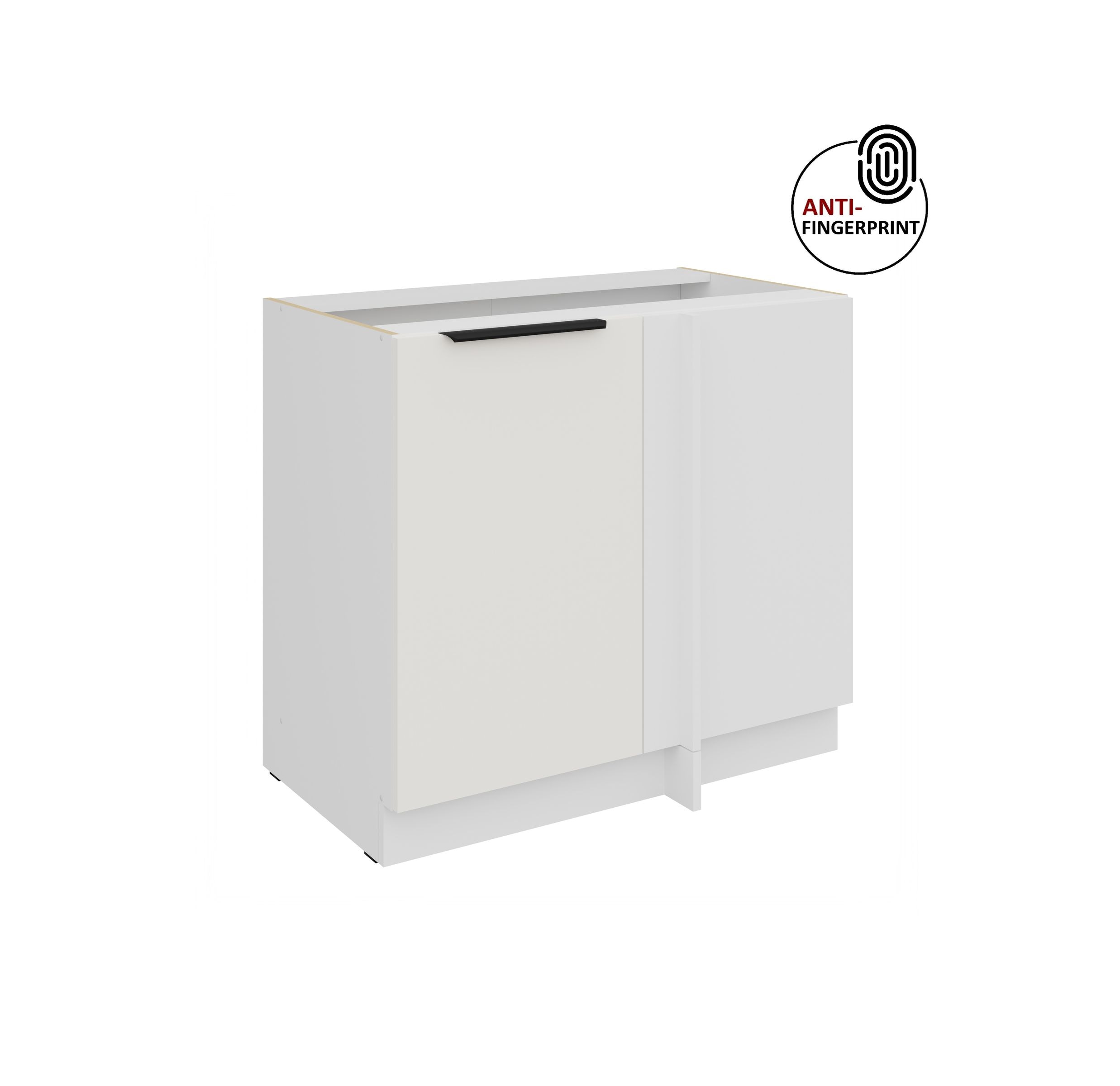 K&uuml;chen Eckschrank 105cm K&uuml;che ARIA Weiss ultra matt Anti Fingerprint K&uuml;chenzeile - Bild 1