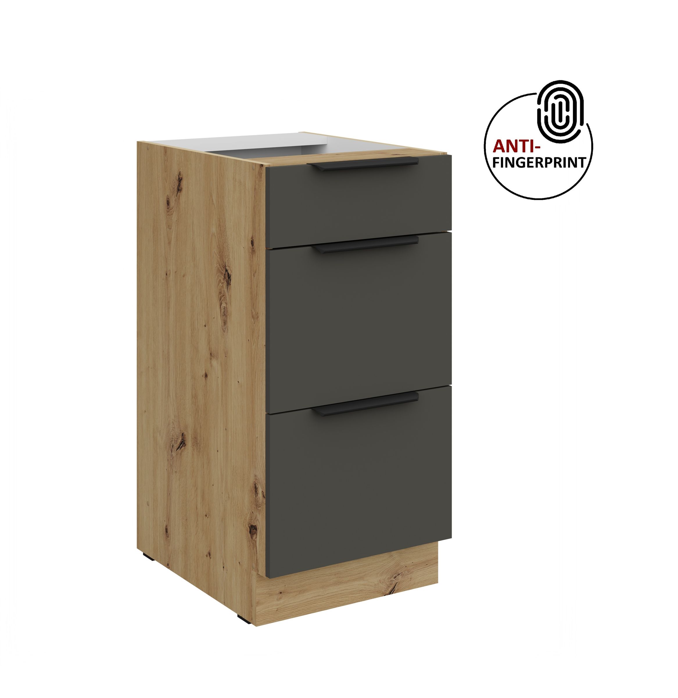 K&uuml;chen Unterschrank 40 K&uuml;che ARIA Graphite matt Anti Fingerprint K&uuml;chenzeile - Bild 1