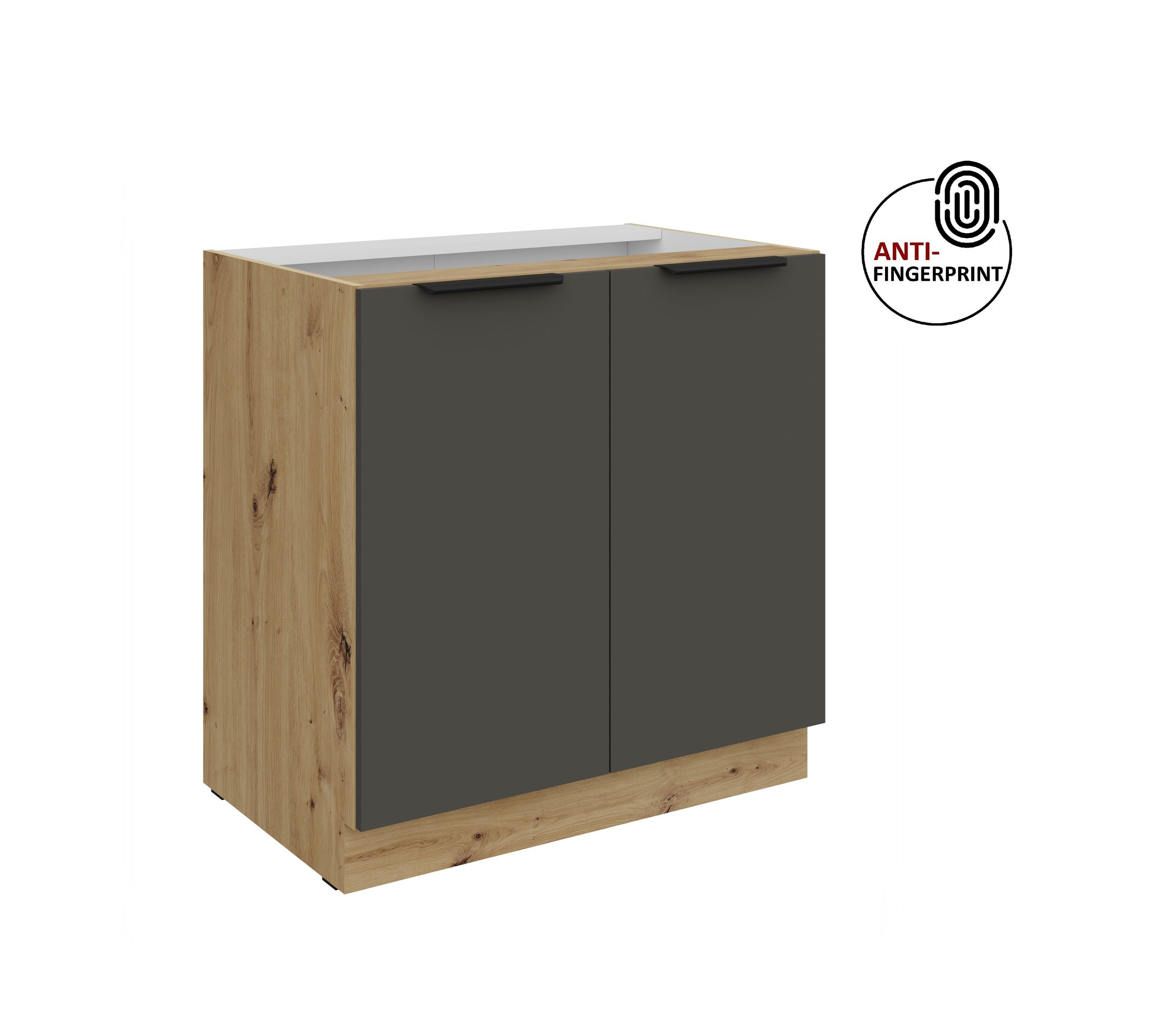 K&uuml;chen Unterschrank 80 K&uuml;che ARIA Graphite matt Anti Fingerprint K&uuml;chenzeile - Bild 1