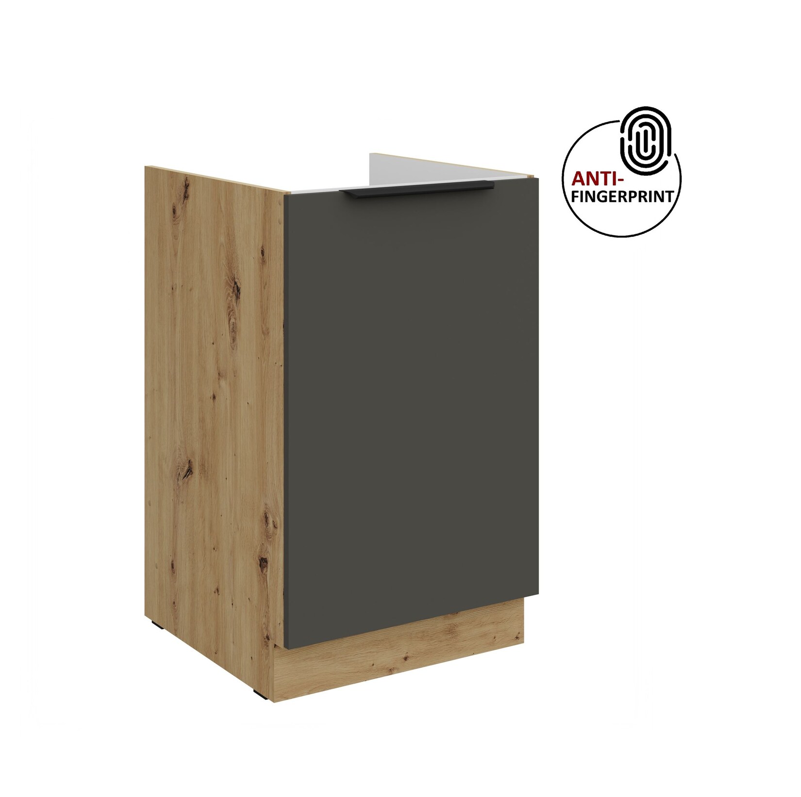 Küchen Spülenschrank 50 Küche ARIA Graphite matt Anti Fingerprint Küchenzeile