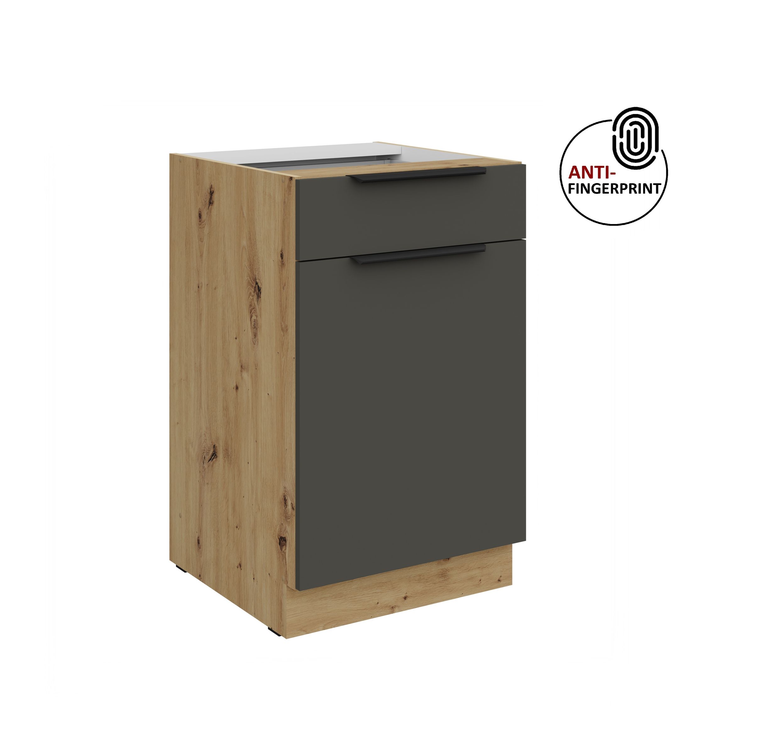 K&uuml;chen Unterschrank 50 K&uuml;che ARIA Graphite matt Anti Fingerprint K&uuml;chenzeile - Bild 1