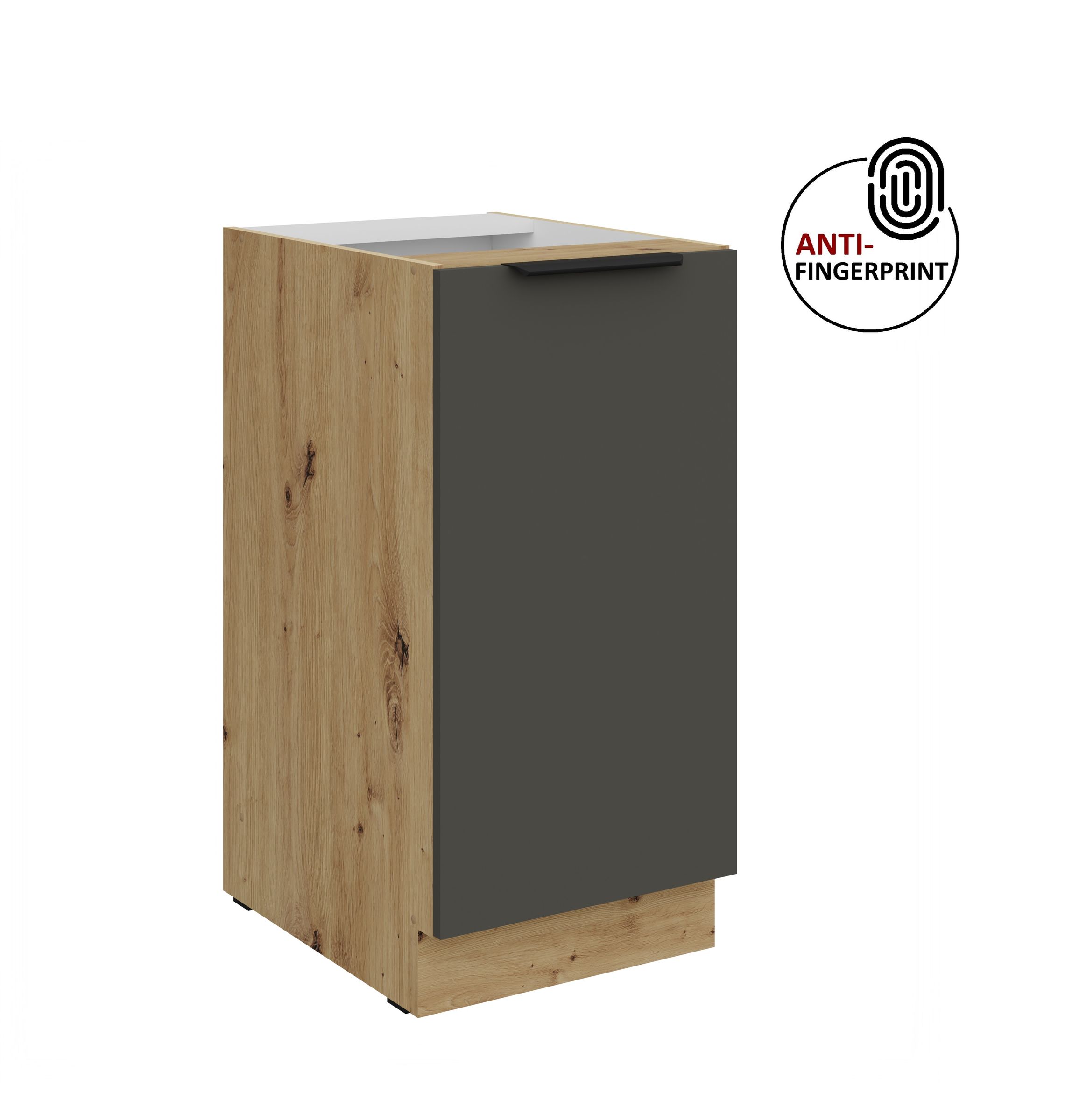 K&uuml;chen Unterschrank 40 K&uuml;che ARIA Graphite matt Anti Fingerprint K&uuml;chenzeile - Bild 1