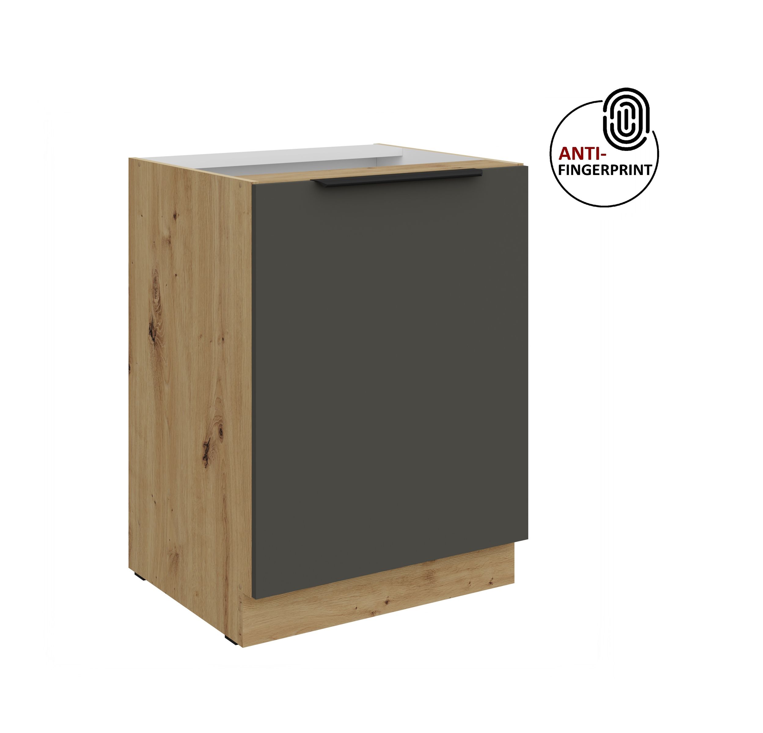 K&uuml;chen Unterschrank 60 K&uuml;che ARIA Graphite matt Anti Fingerprint K&uuml;chenzeile - Bild 1